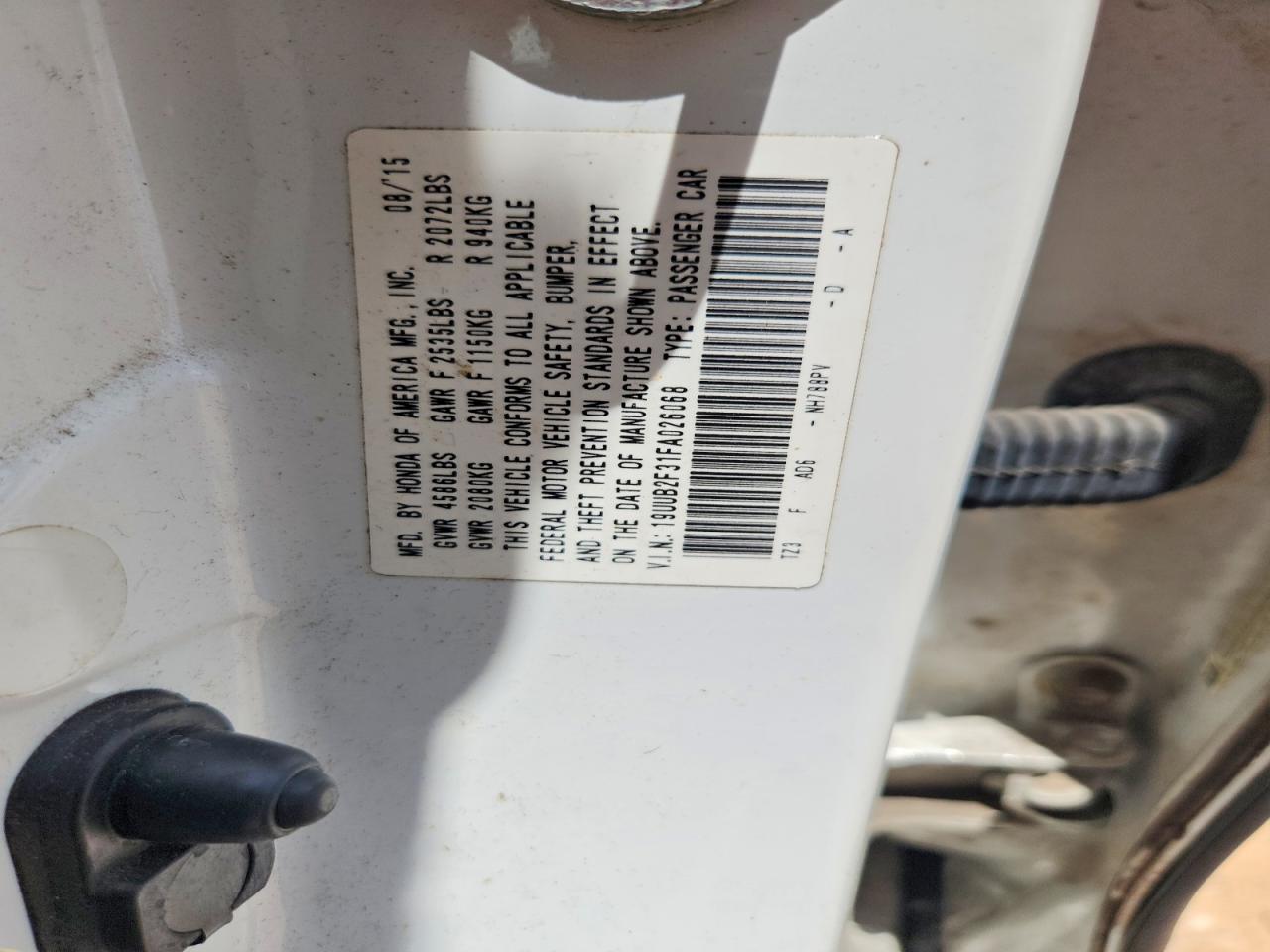 2015 Acura Tlx White vin: 19UUB2F31FA026068