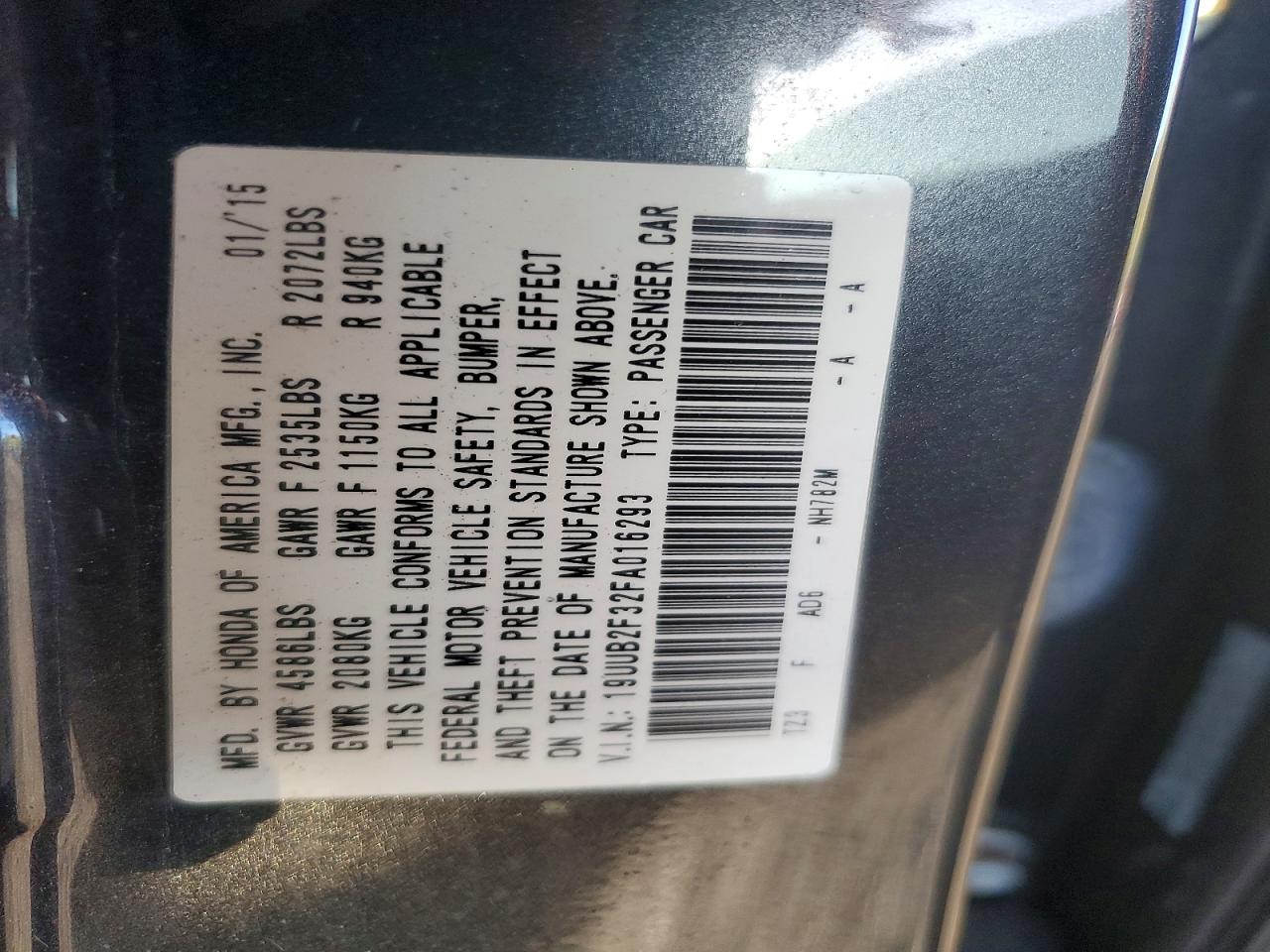 2015 Acura Tlx Gray vin: 19UUB2F32FA016293