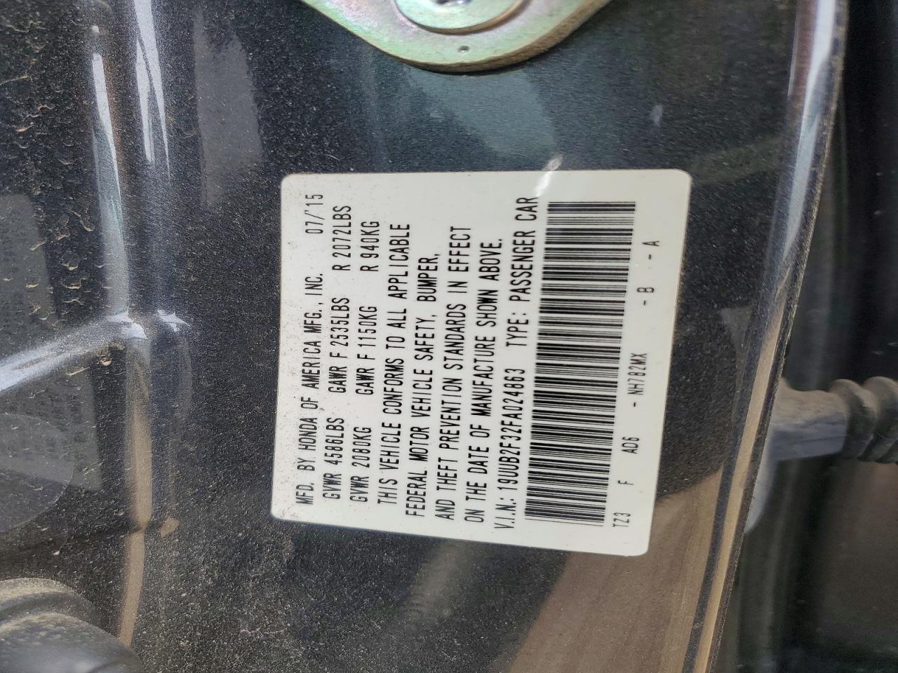 2015 Acura Tlx Gray vin: 19UUB2F32FA024863
