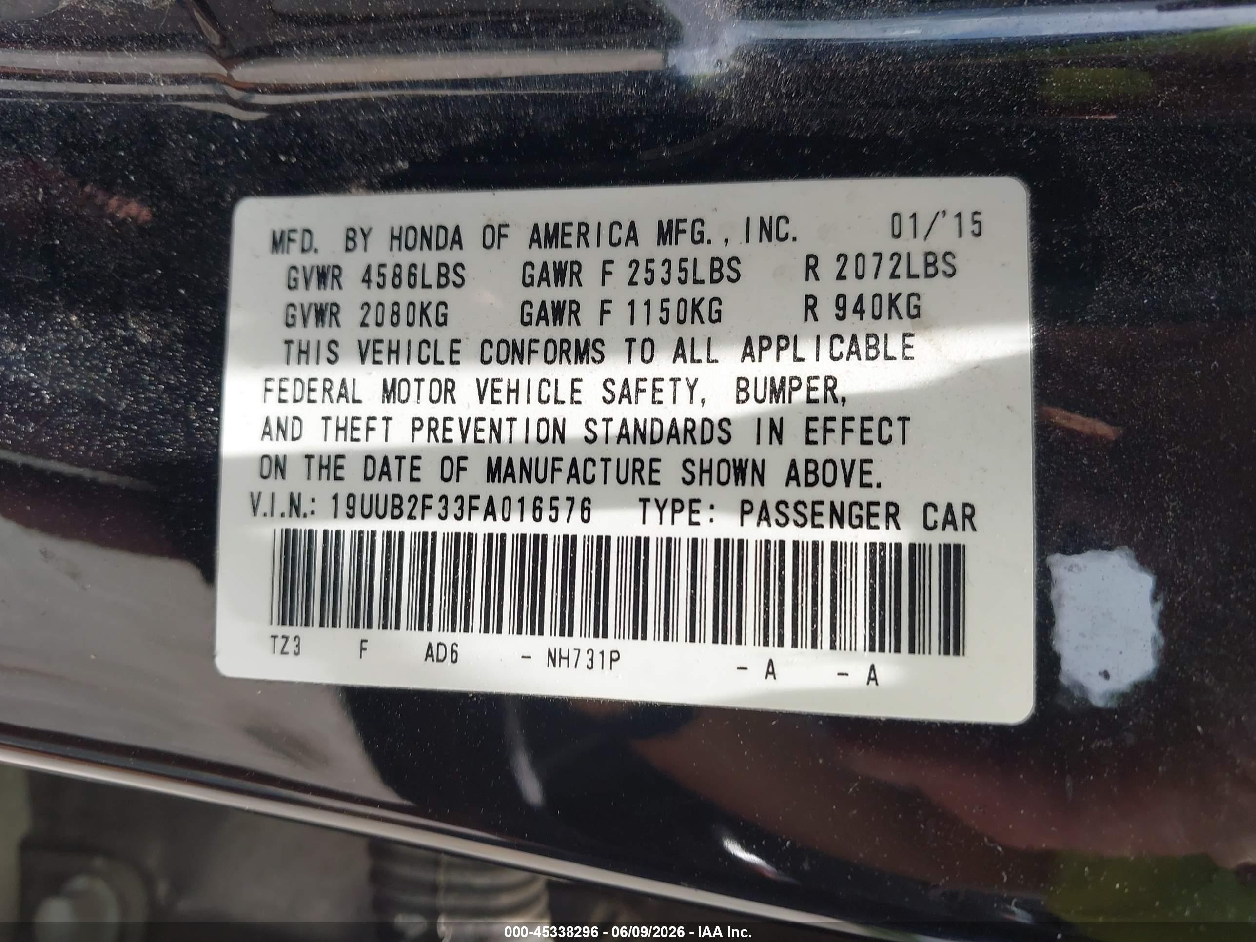 2015 Acura Tlx V6 Black vin: 19UUB2F33FA016576