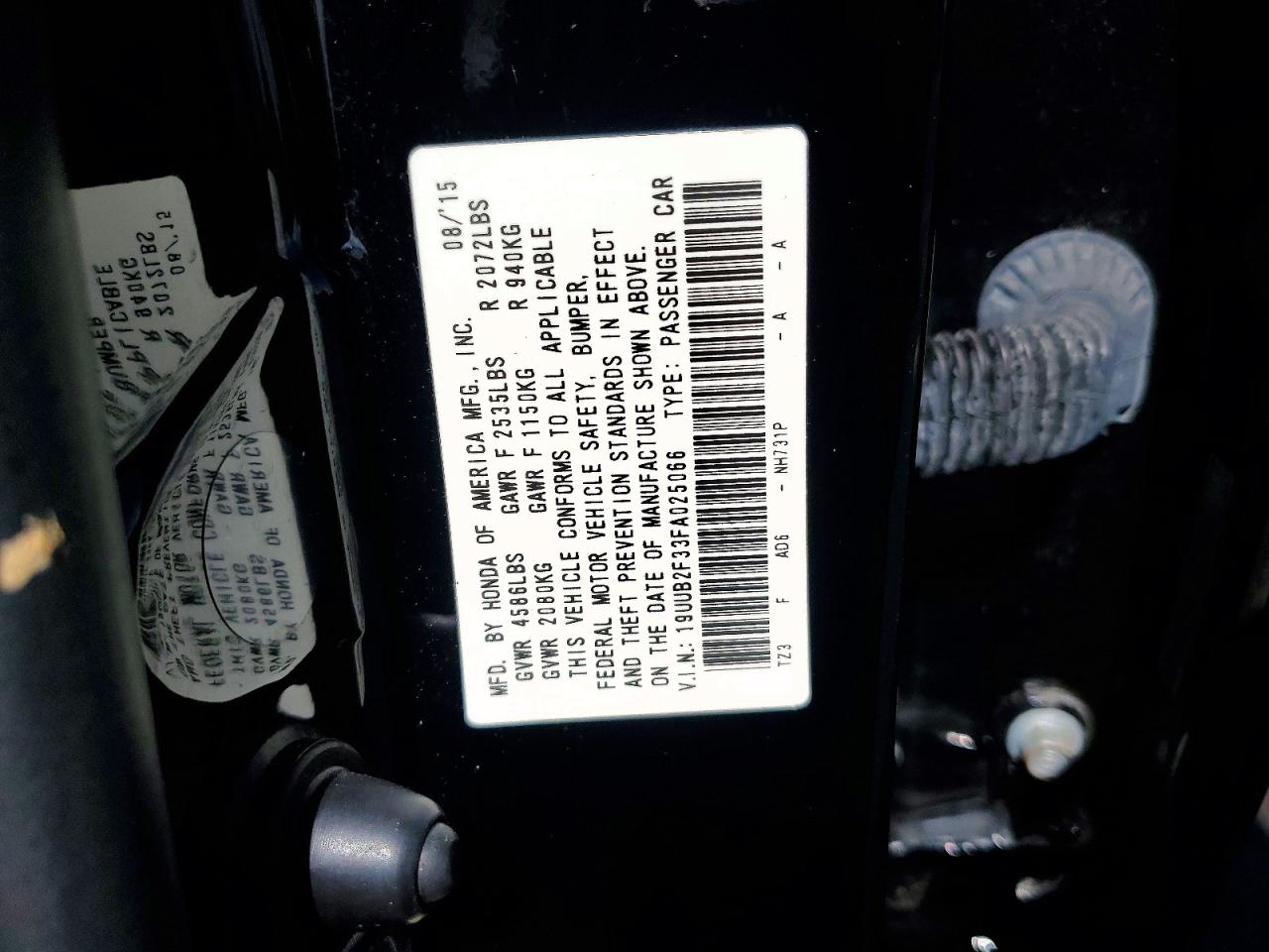 2015 Acura Tlx Black vin: 19UUB2F33FA025066