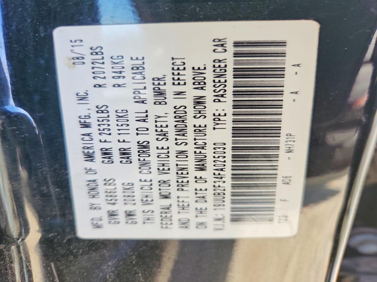 2015 Acura Tlx Черный vin: 19UUB2F34FA025030