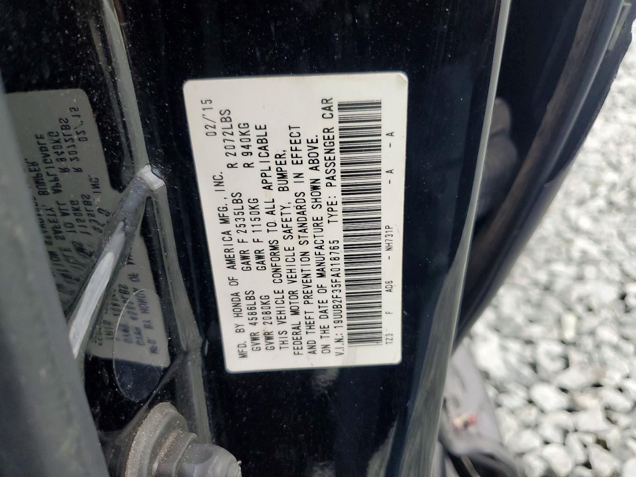 2015 Acura Tlx 4d 2wd Black vin: 19UUB2F35FA018765