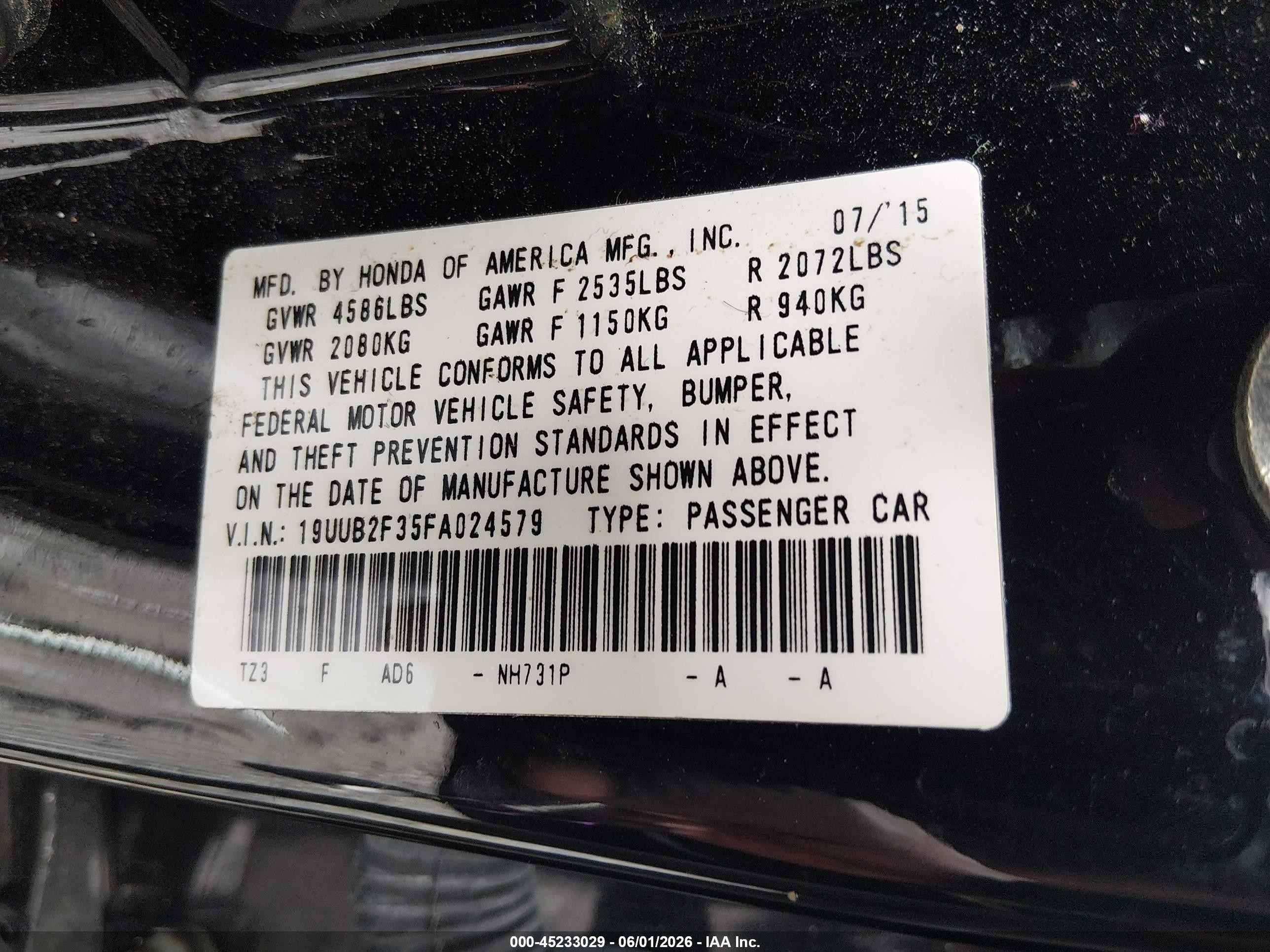 2015 Acura Tlx V6 Black vin: 19UUB2F35FA024579