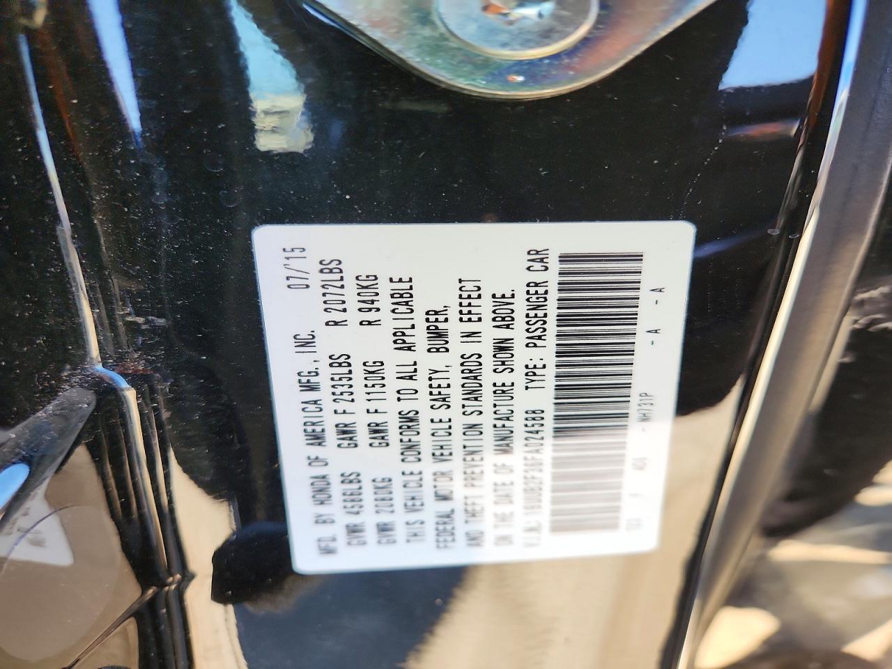 2015 Acura Tlx Black vin: 19UUB2F36FA024588