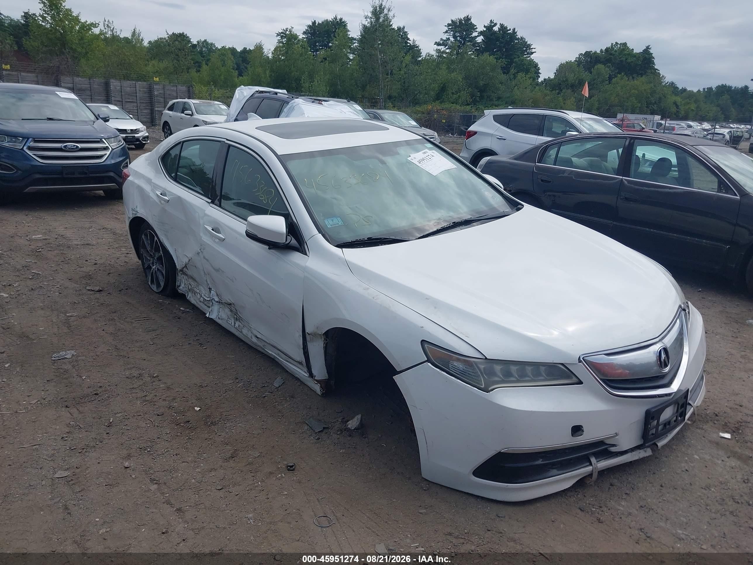 2015 Acura Tlx V6 White vin: 19UUB2F37FA015222