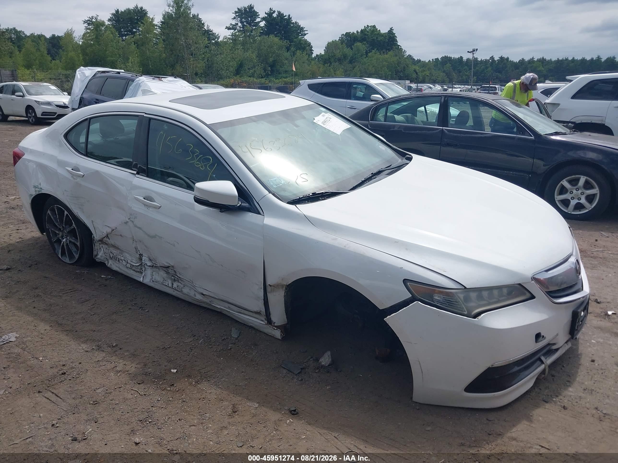 2015 Acura Tlx V6 White vin: 19UUB2F37FA015222
