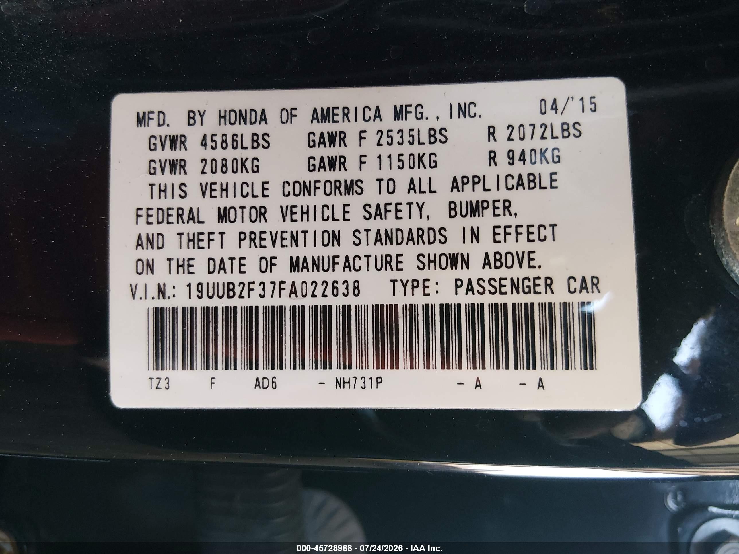 2015 Acura Tlx V6 Black vin: 19UUB2F37FA022638