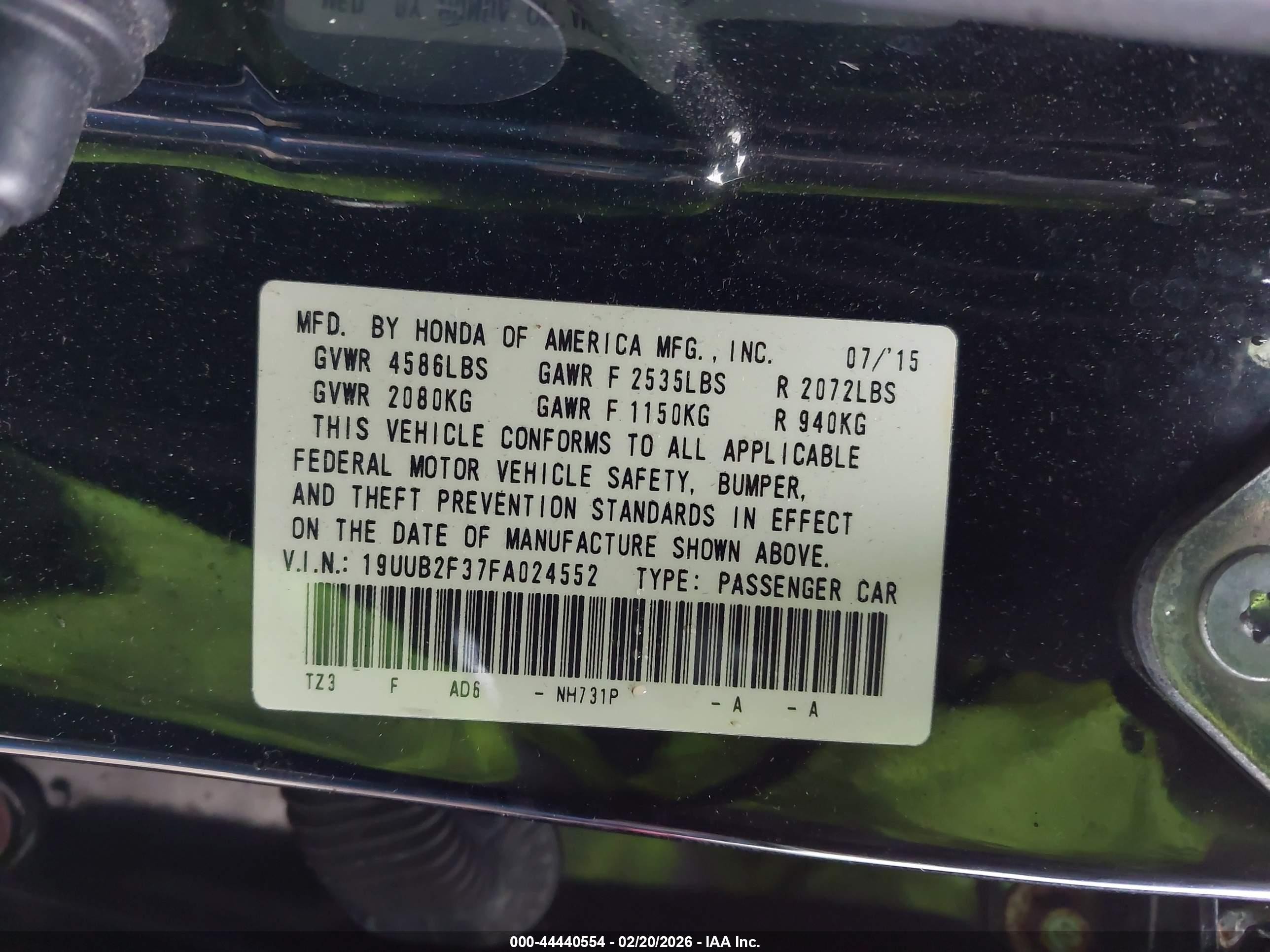 2015 Acura Tlx V6 Black vin: 19UUB2F37FA024552