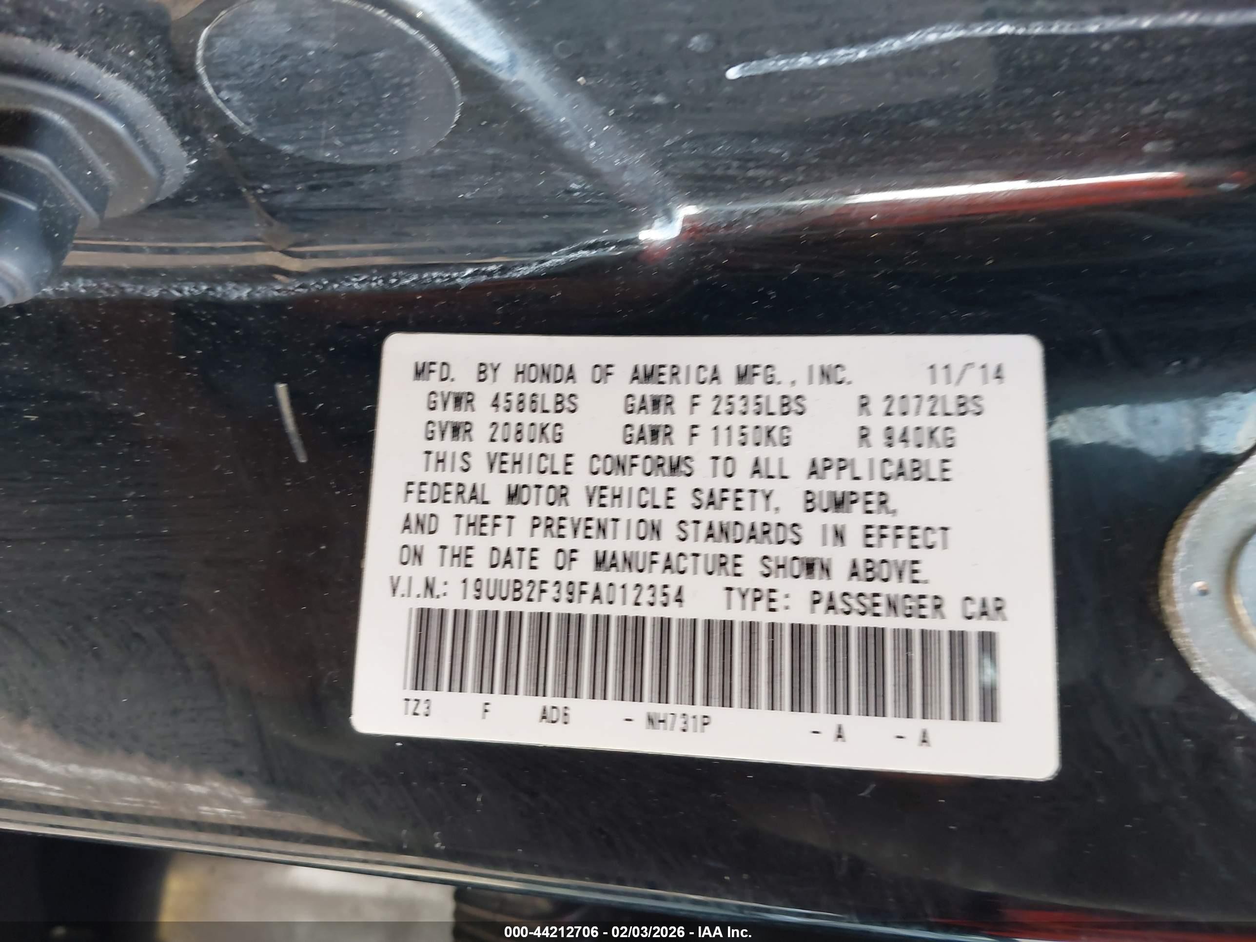 2015 Acura Tlx V6 Black vin: 19UUB2F39FA012354