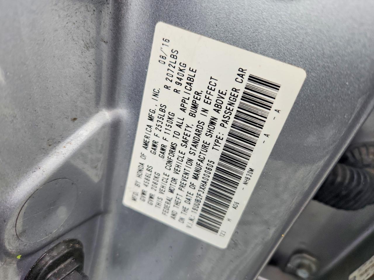 2017 Acura Tlx Серый vin: 19UUB2F3XHA000605