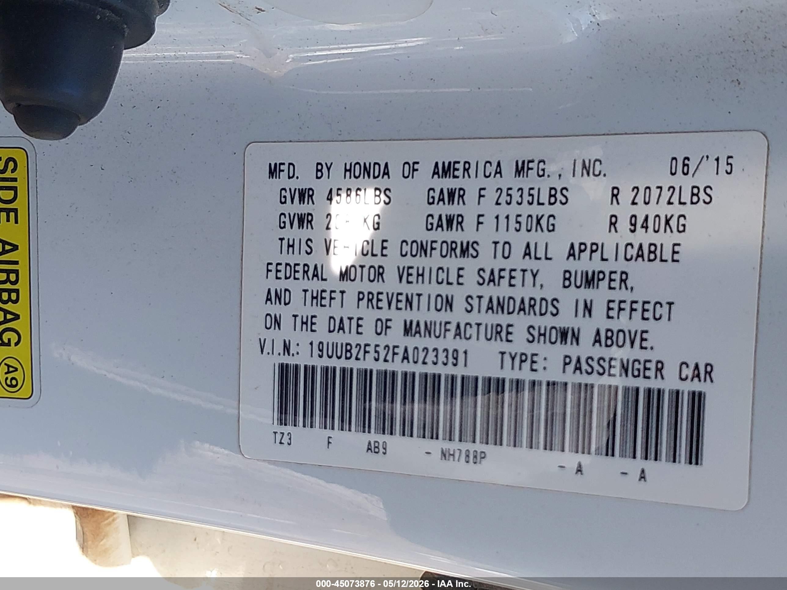 2015 Acura Tlx V6 Tech White vin: 19UUB2F52FA023391