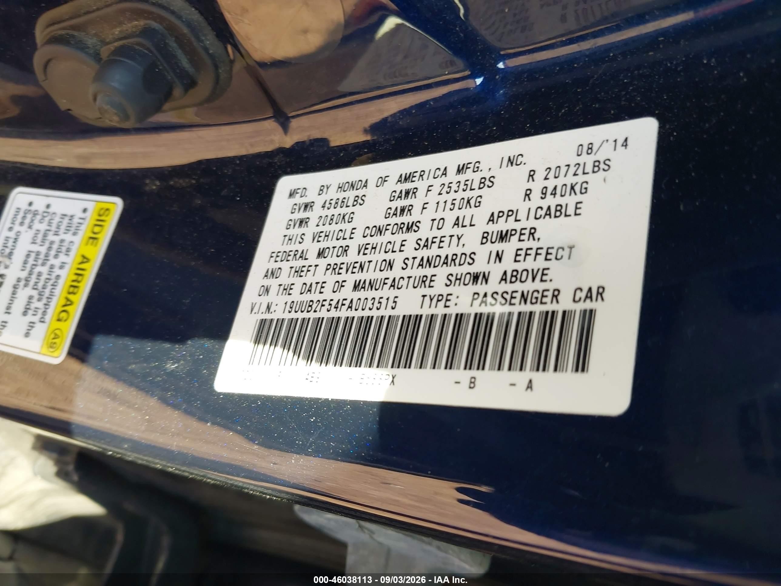 2015 Acura Tlx V6 Tech Синий vin: 19UUB2F54FA003515