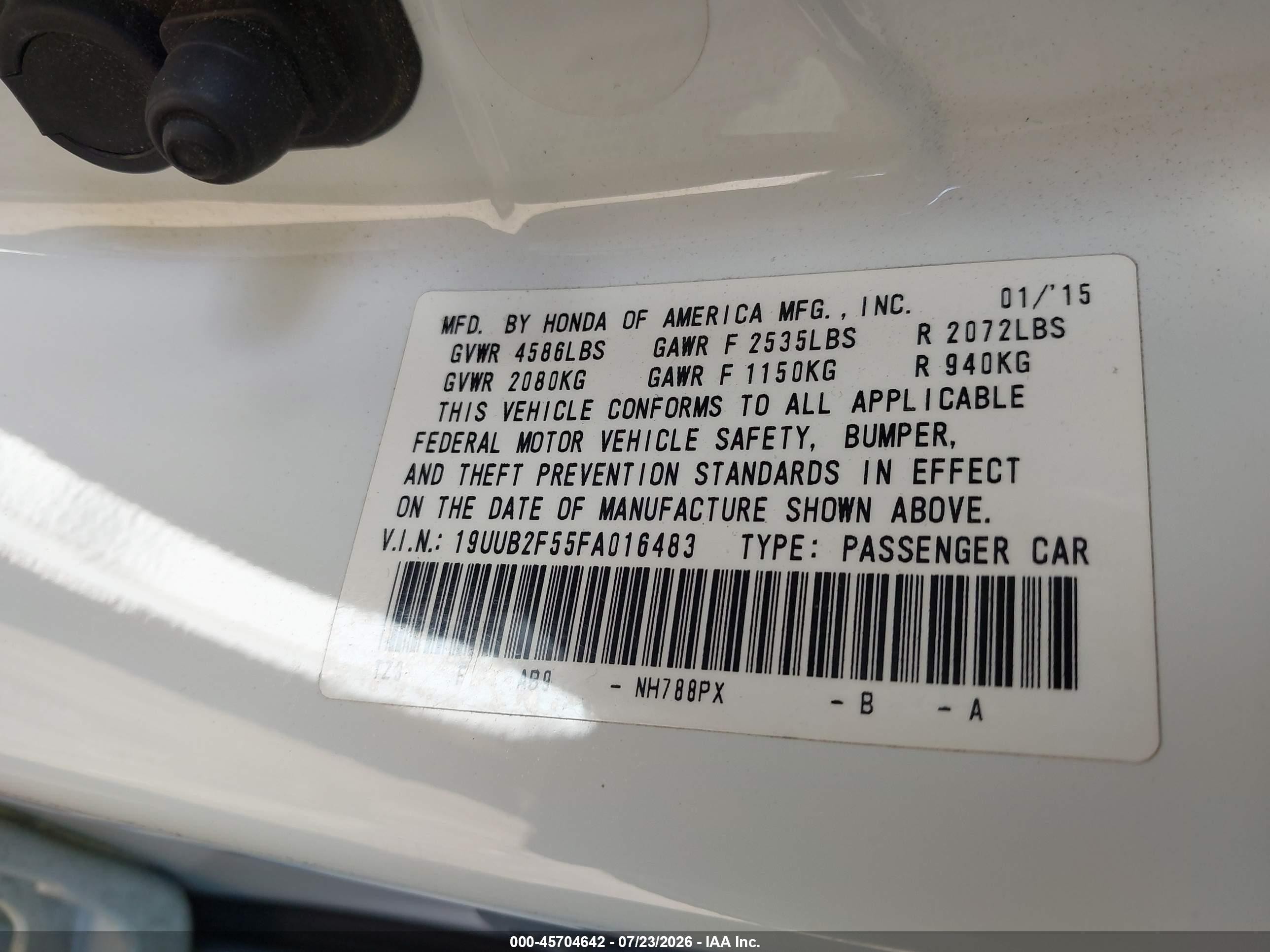 2015 Acura Tlx V6 Tech White vin: 19UUB2F55FA016483