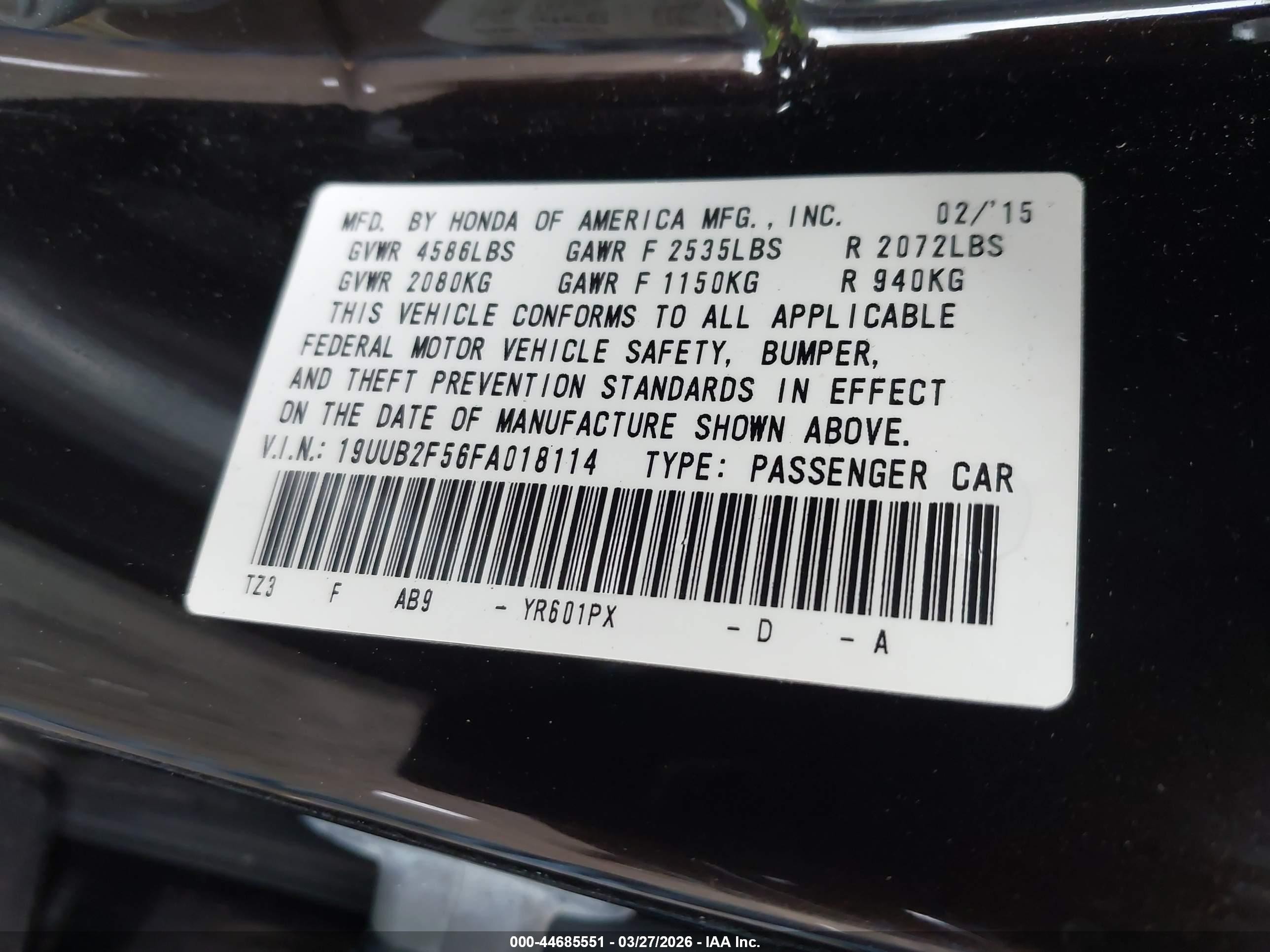 2015 Acura Tlx V6 Tech Black vin: 19UUB2F56FA018114
