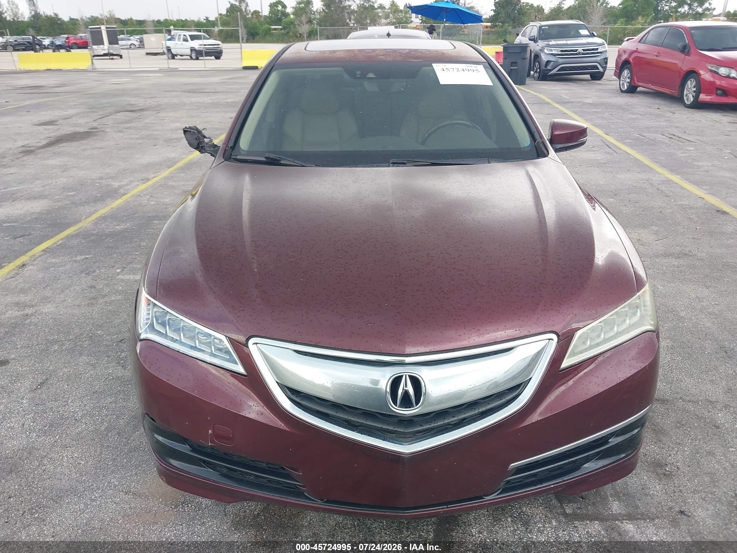 2015 Acura Tlx V6 Tech Burgundy vin: 19UUB2F57FA009390