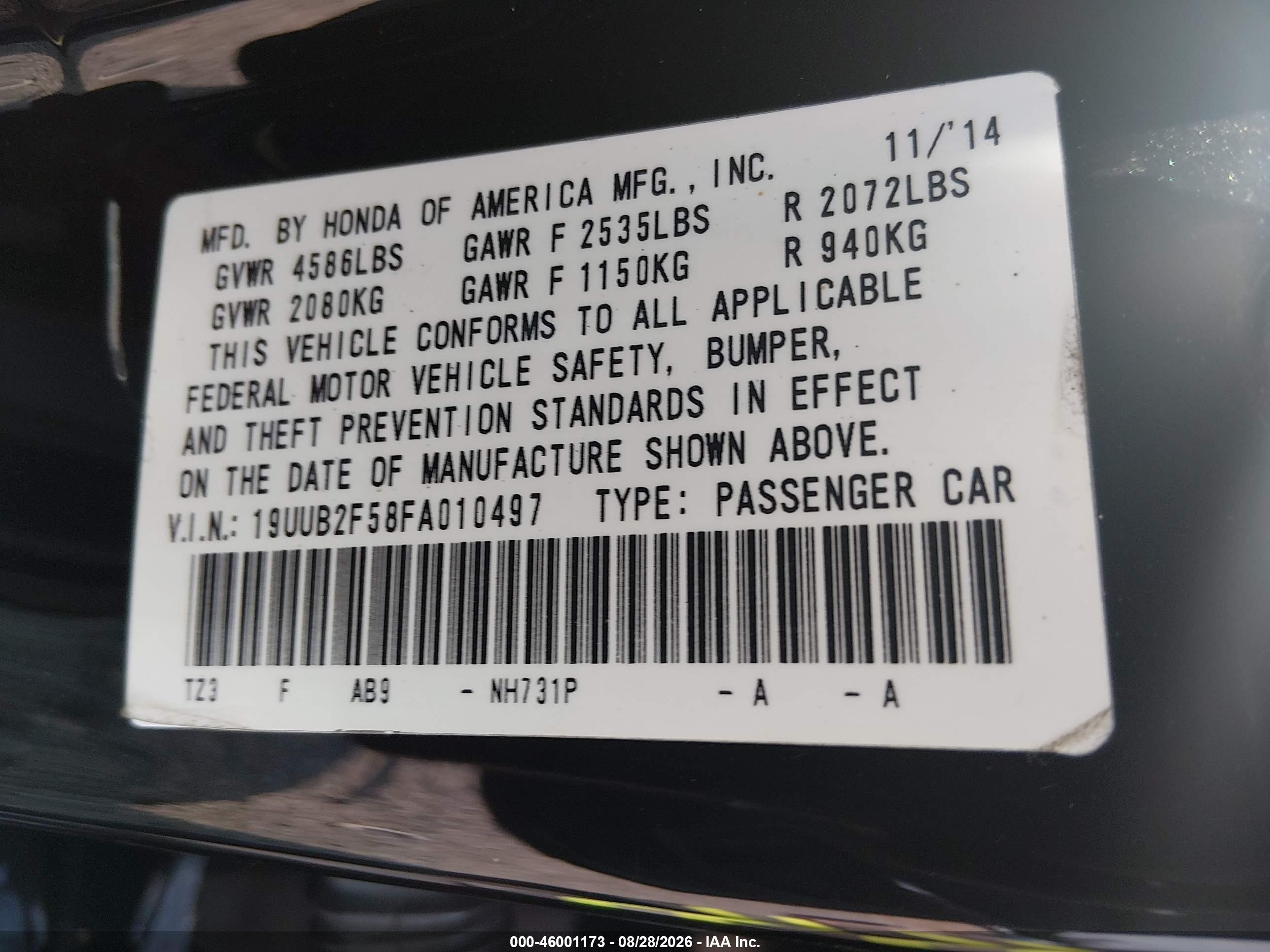 2015 Acura Tlx V6 Tech Black vin: 19UUB2F58FA010497