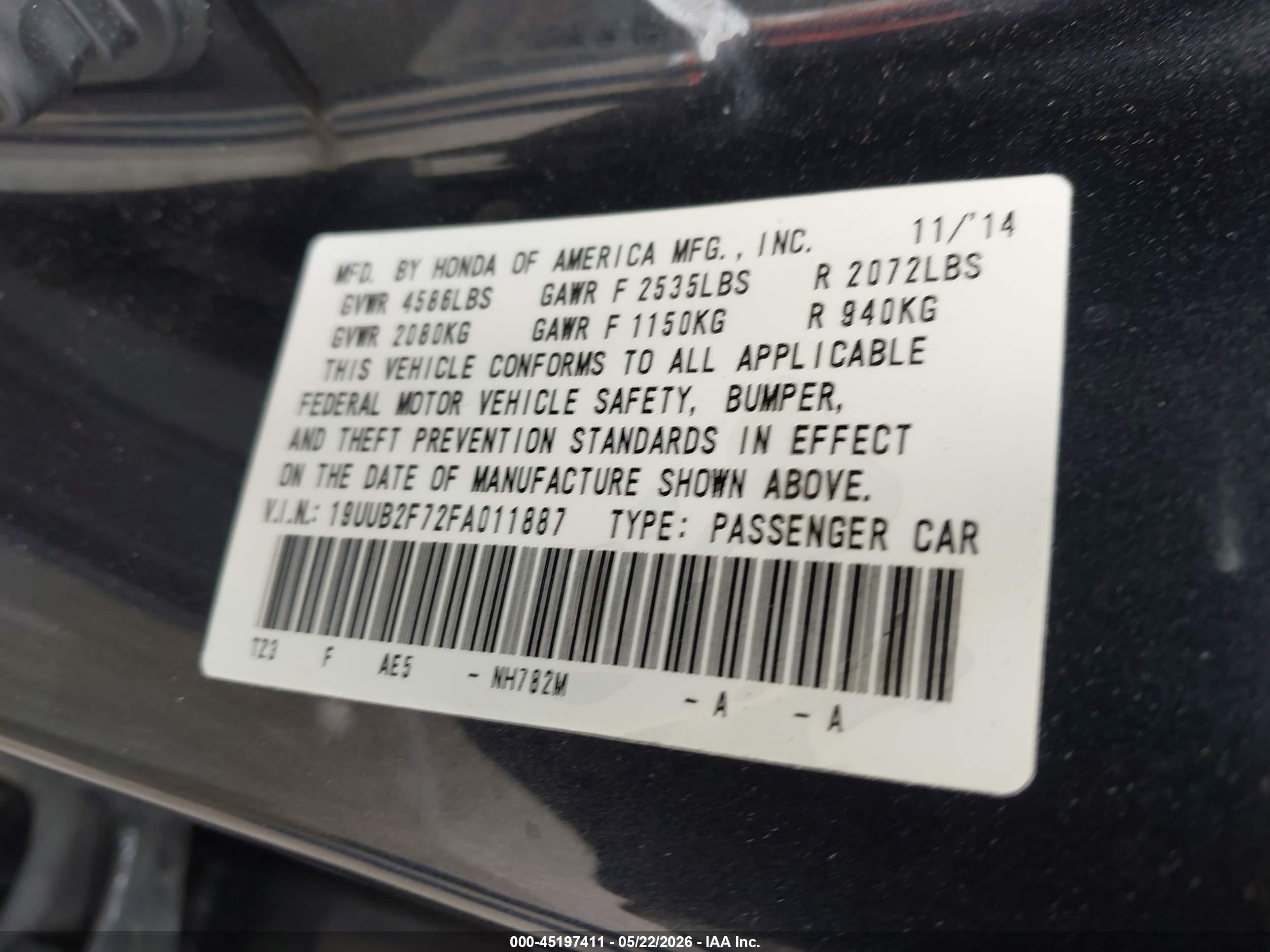 2015 Acura Tlx V6 Advance Gray vin: 19UUB2F72FA011887