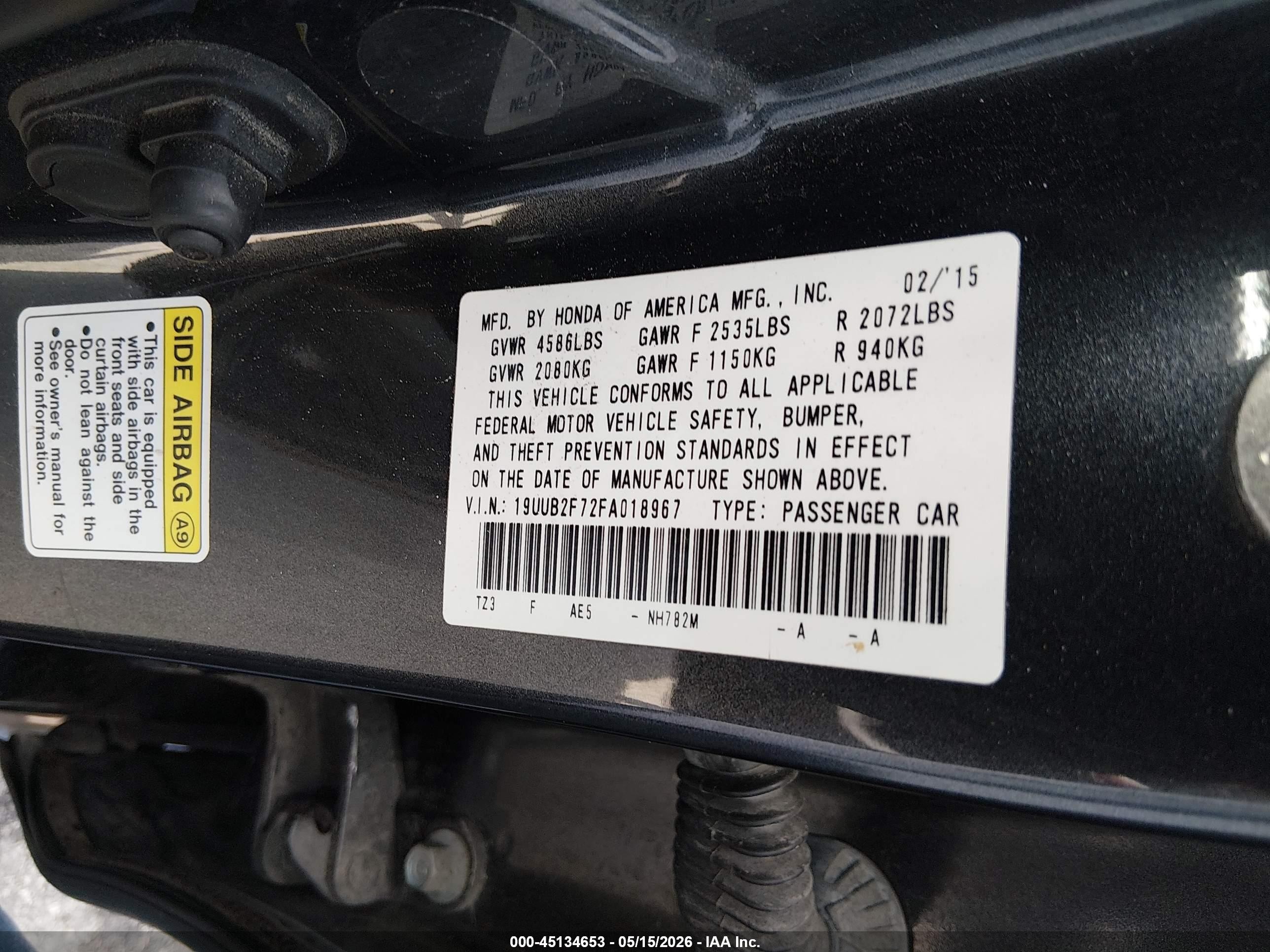2015 Acura Tlx V6 Advance Black vin: 19UUB2F72FA018967