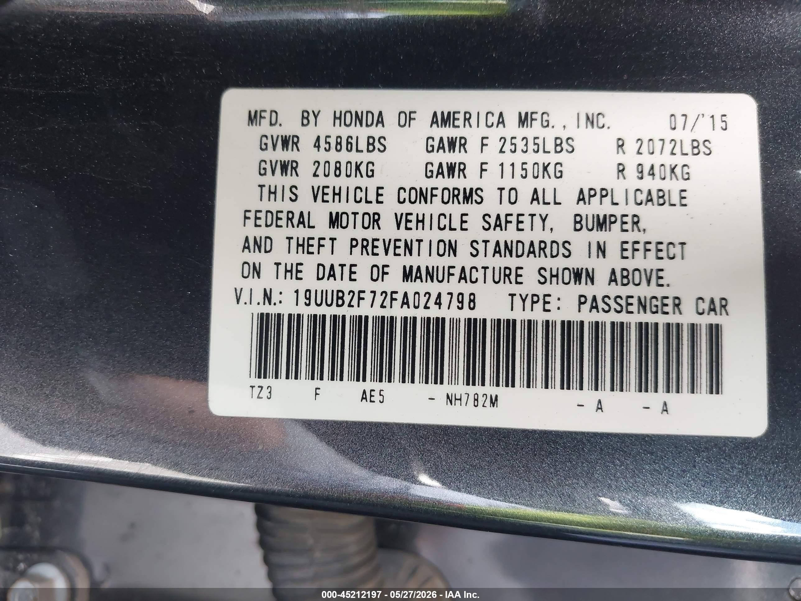 2015 Acura Tlx V6 Advance Gray vin: 19UUB2F72FA024798