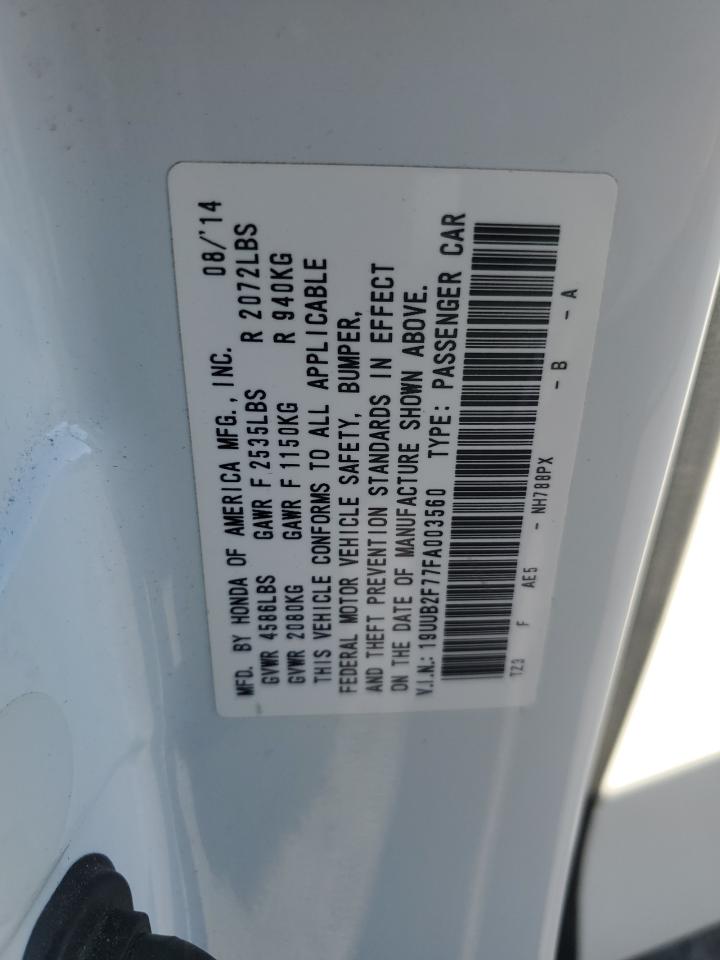 2015 Acura Tlx Advance White vin: 19UUB2F77FA003560