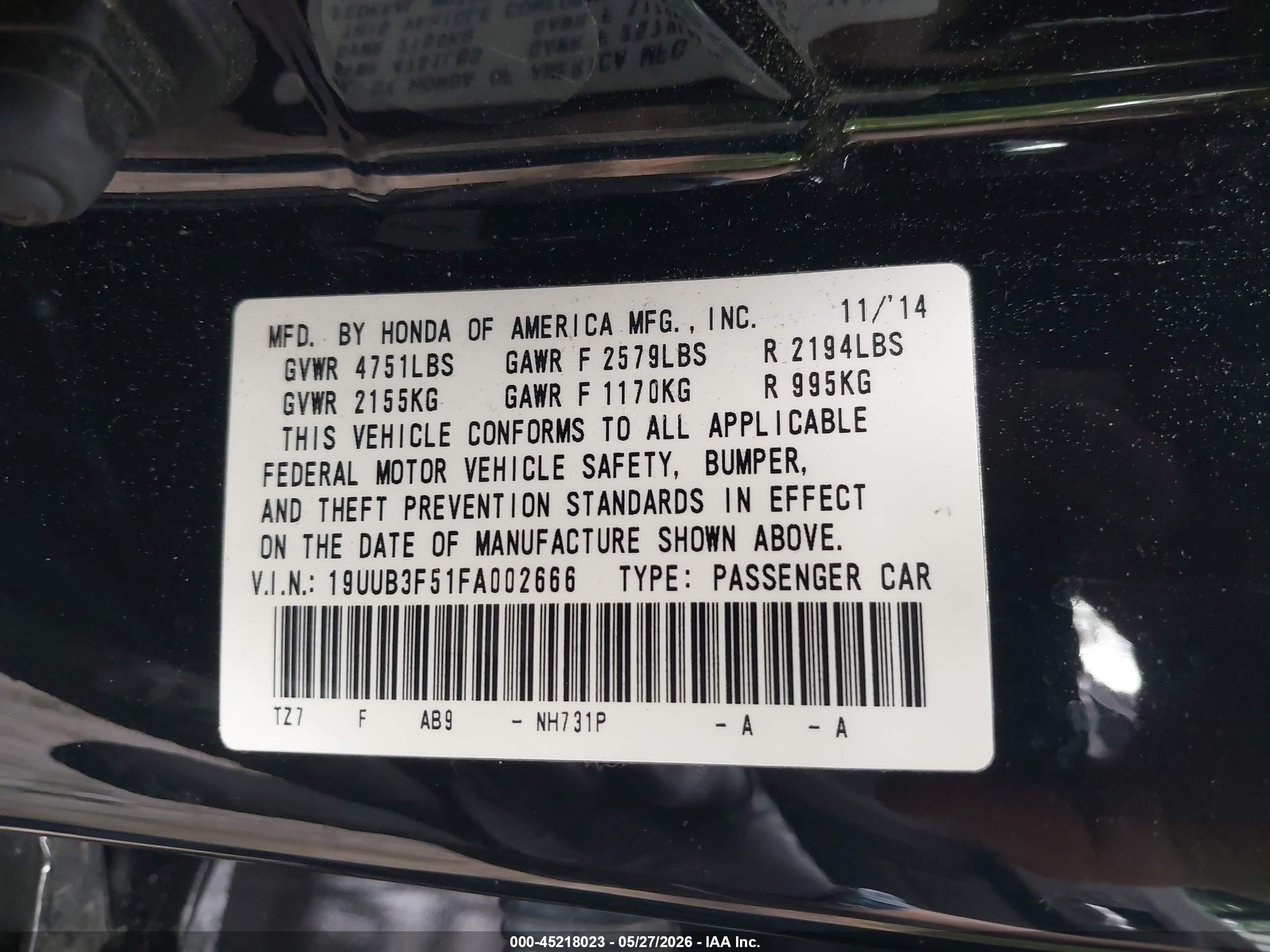 2015 Acura Tlx V6 Tech Black vin: 19UUB3F51FA002666