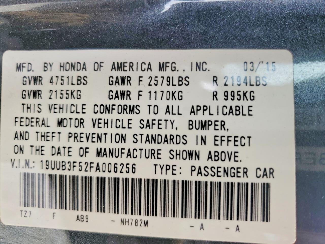 2015 Acura Tlx Tech Gray vin: 19UUB3F52FA006256