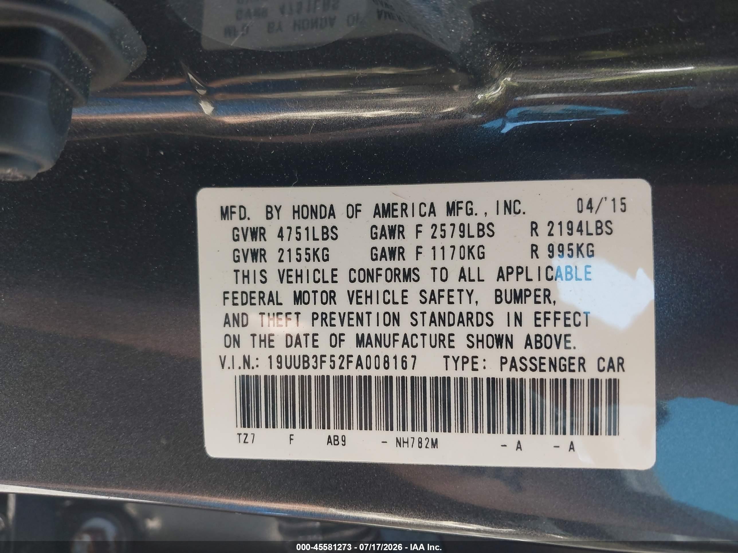 2015 Acura Tlx V6 Tech Gray vin: 19UUB3F52FA008167