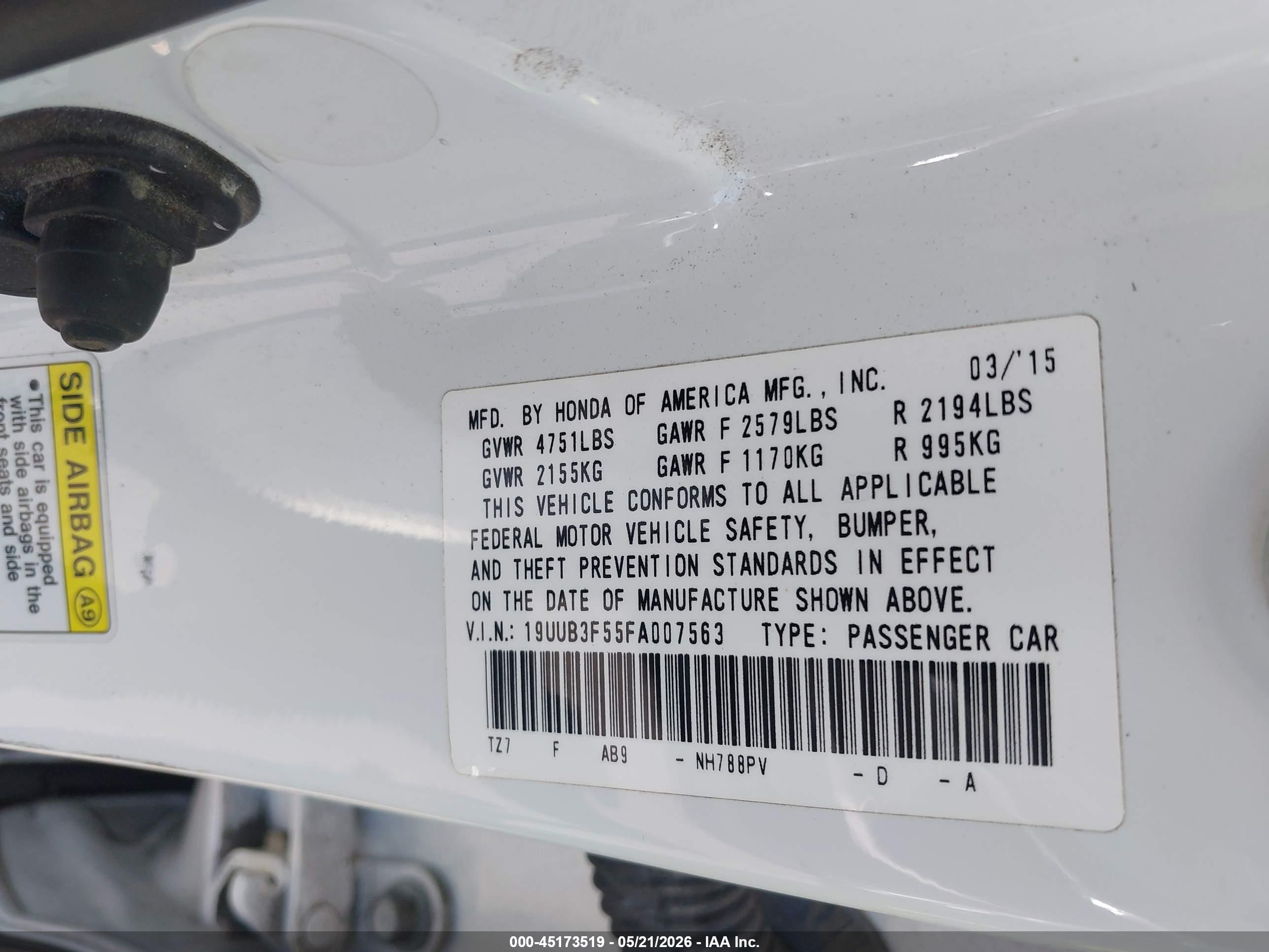 2015 Acura Tlx V6 Tech White vin: 19UUB3F55FA007563