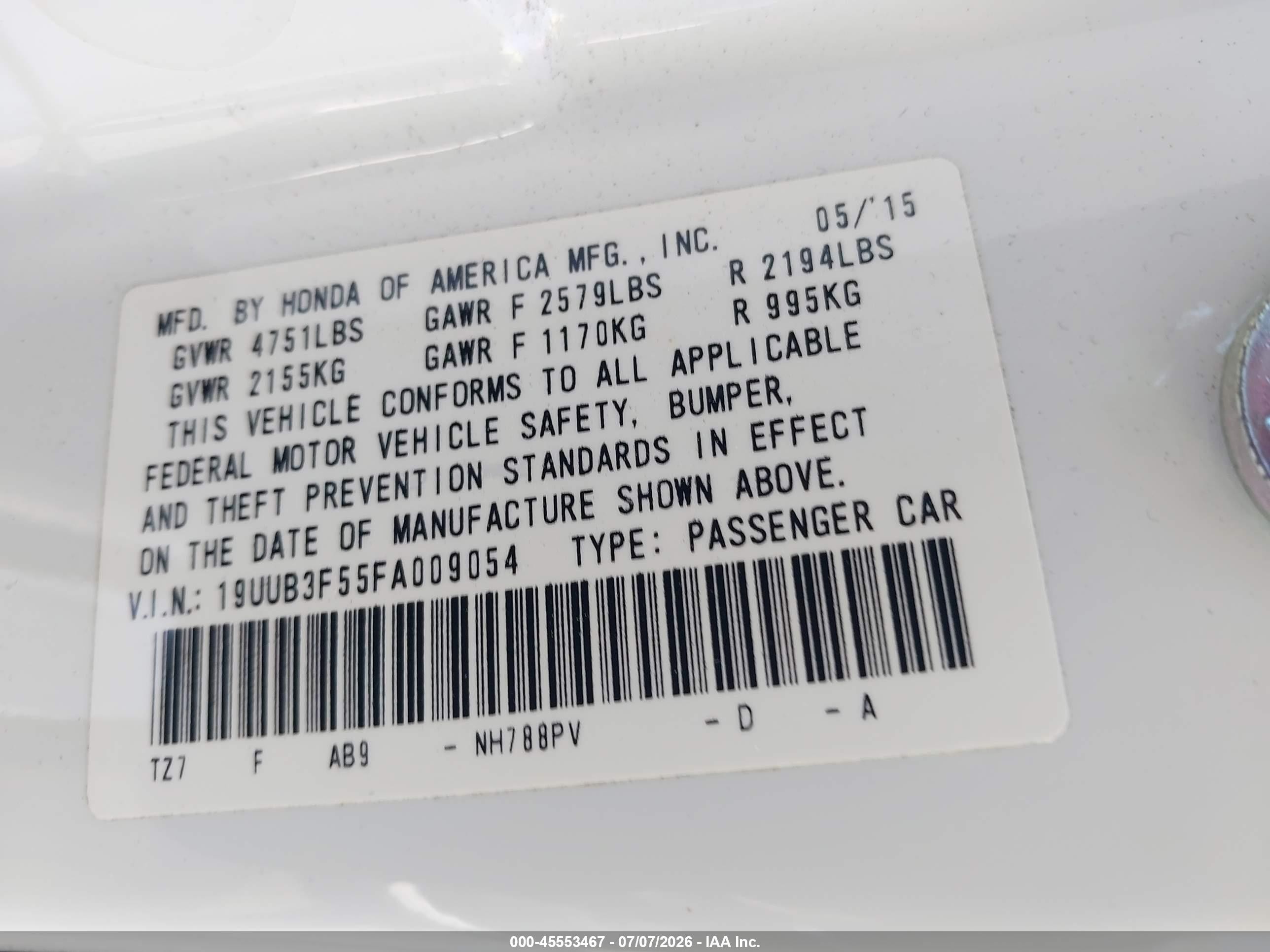 2015 Acura Tlx V6 Tech White vin: 19UUB3F55FA009054