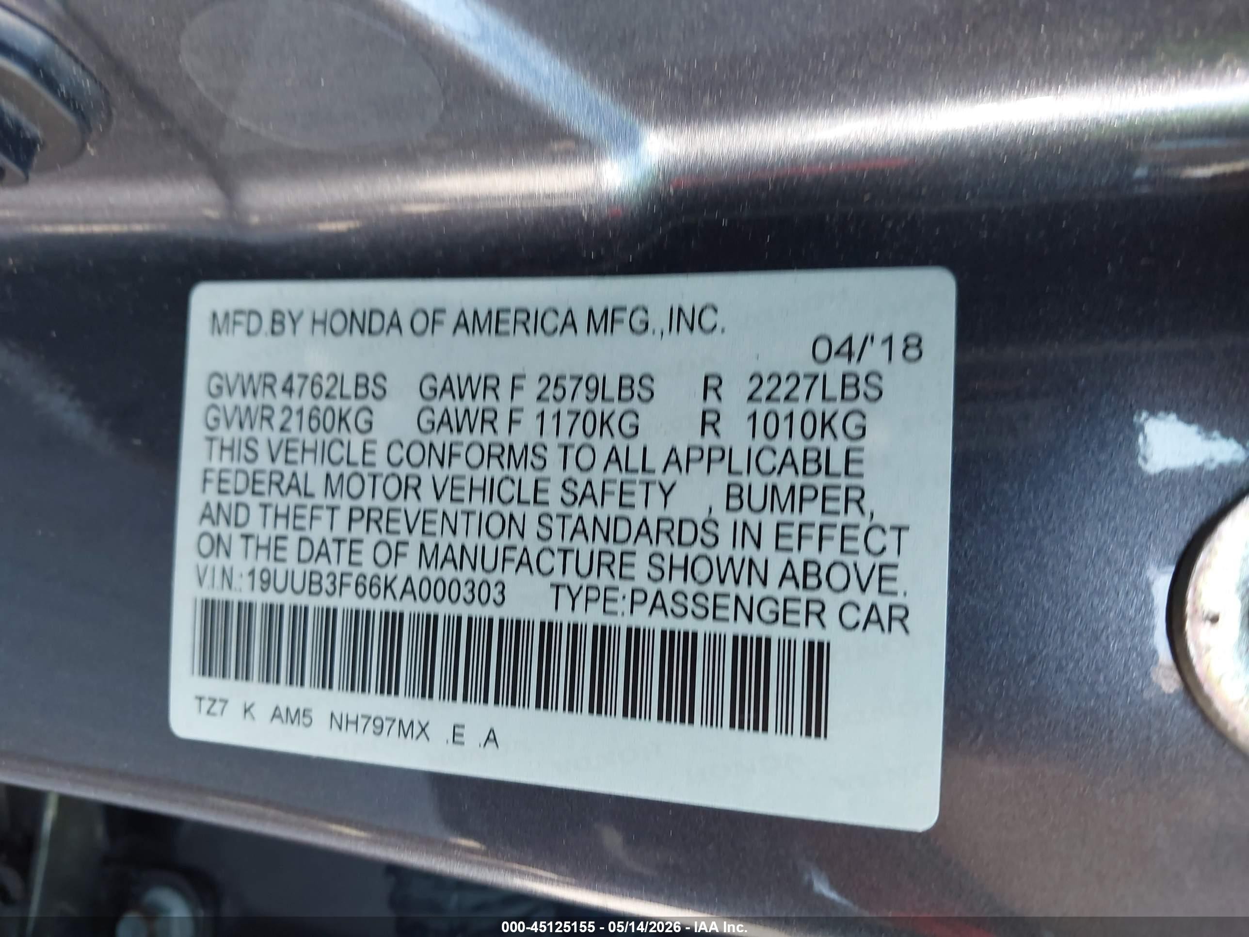 2019 Acura Tlx Tech   A-spec Pkgs Gray vin: 19UUB3F66KA000303