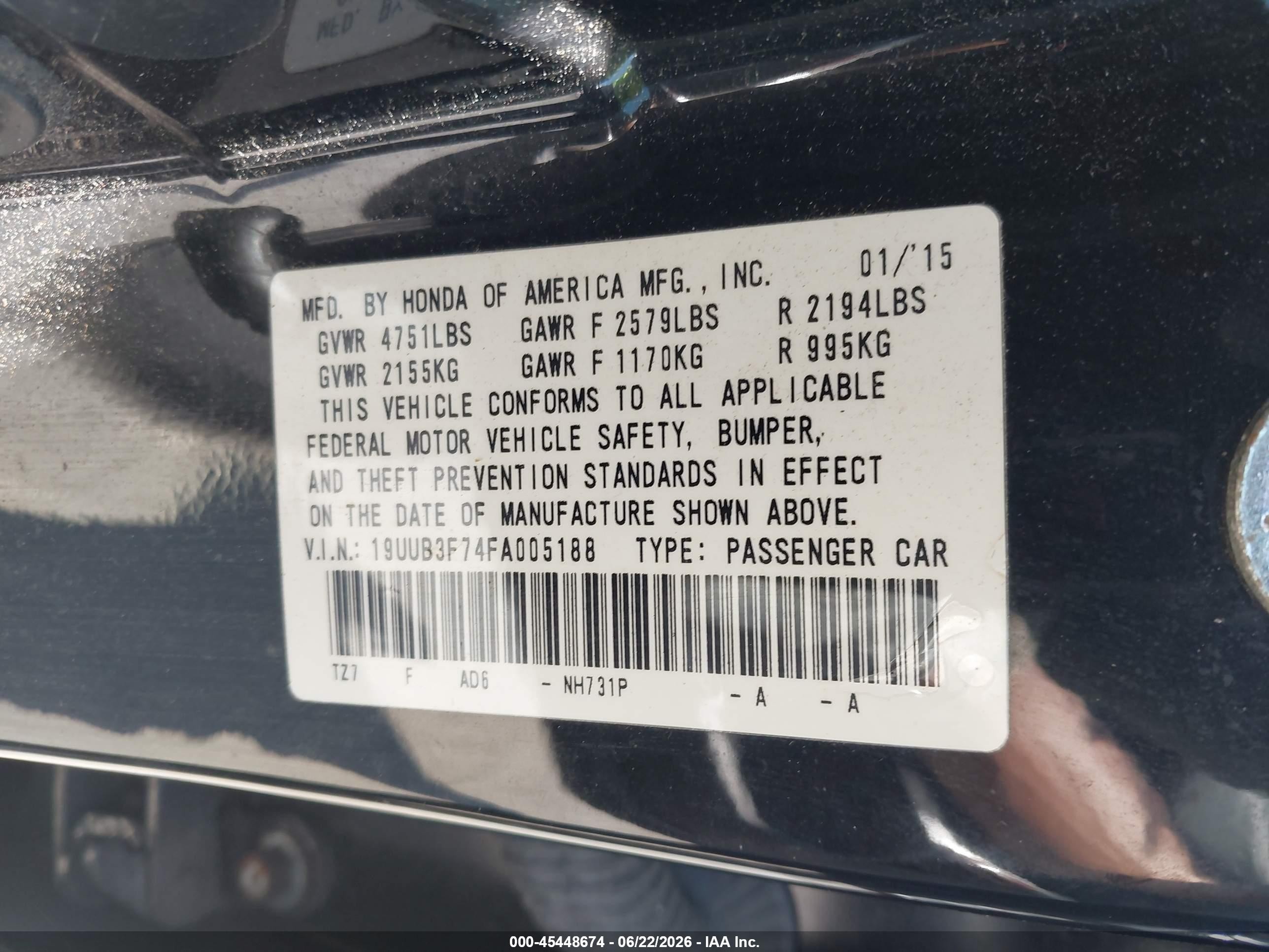 2015 Acura Tlx V6 Advance Черный vin: 19UUB3F74FA005188