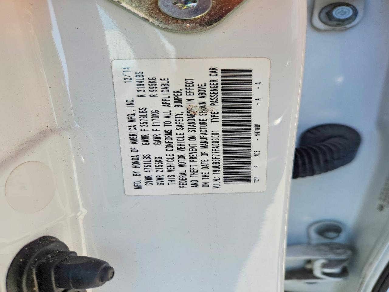 2015 Acura Tlx Advance White vin: 19UUB3F77FA003001