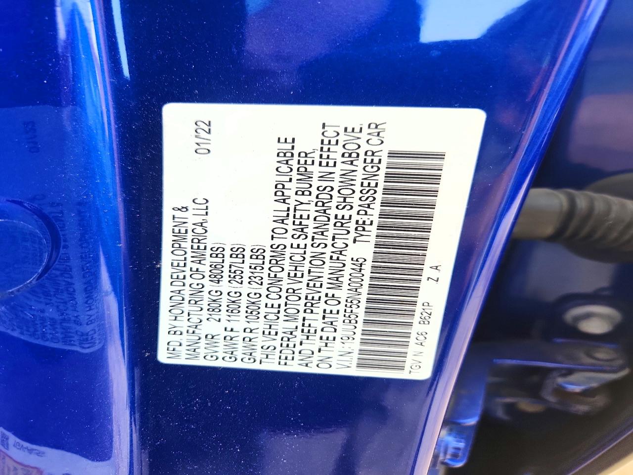 2022 Acura Tlx Tech A Blue vin: 19UUB5F55NA000445