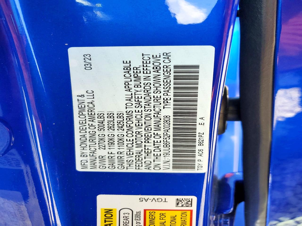 2023 Acura Tlx A-spec Blue vin: 19UUB6F52PA002808