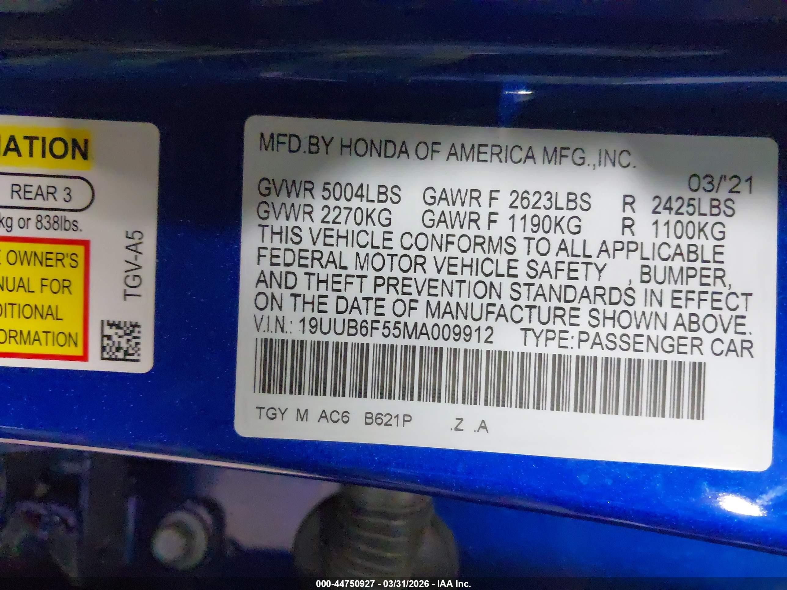 2021 Acura Tlx A-spec Package Blue vin: 19UUB6F55MA009912