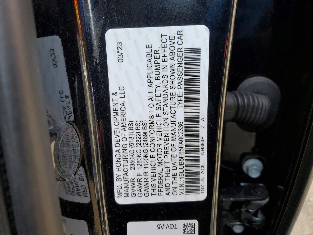 2023 Acura Tlx A-spec Черный vin: 19UUB6F55PA002334