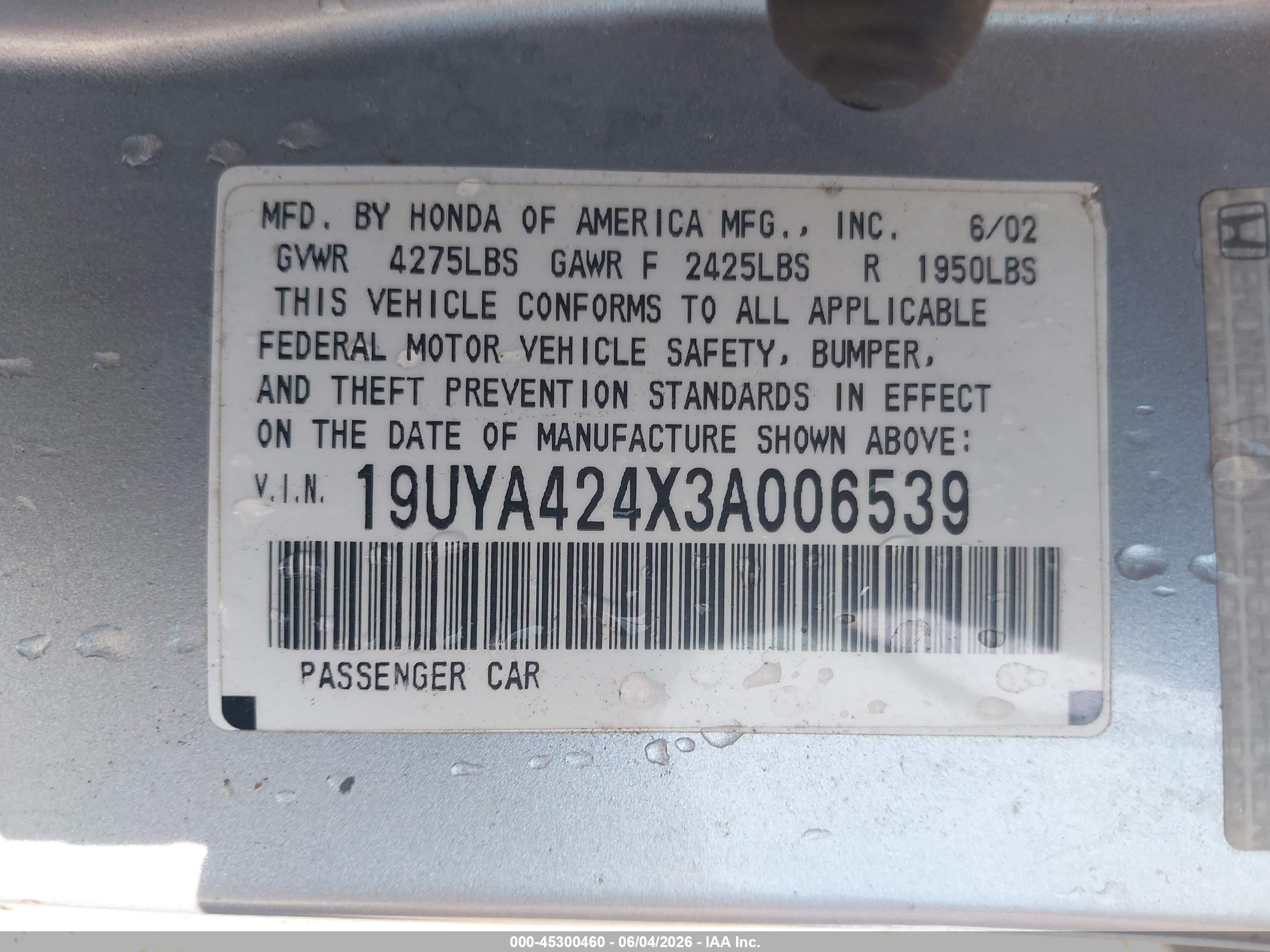 2003 Acura Cl 3.2 Silver vin: 19UYA424X3A006539