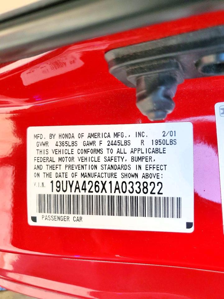 2001 Acura 3.2cl Type-s Red vin: 19UYA426X1A033822