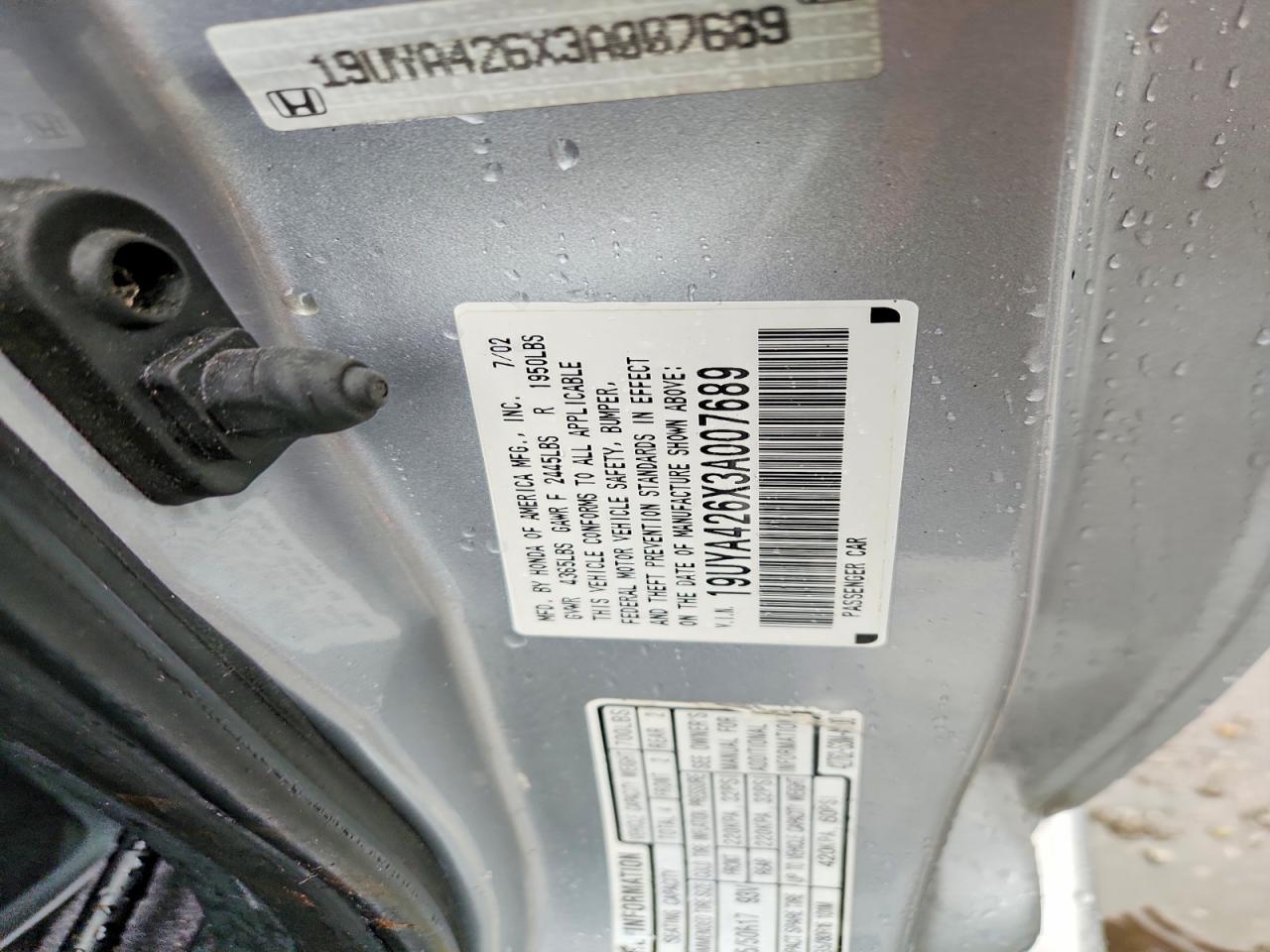 2003 Acura 3.2cl Type-s Silver vin: 19UYA426X3A007689