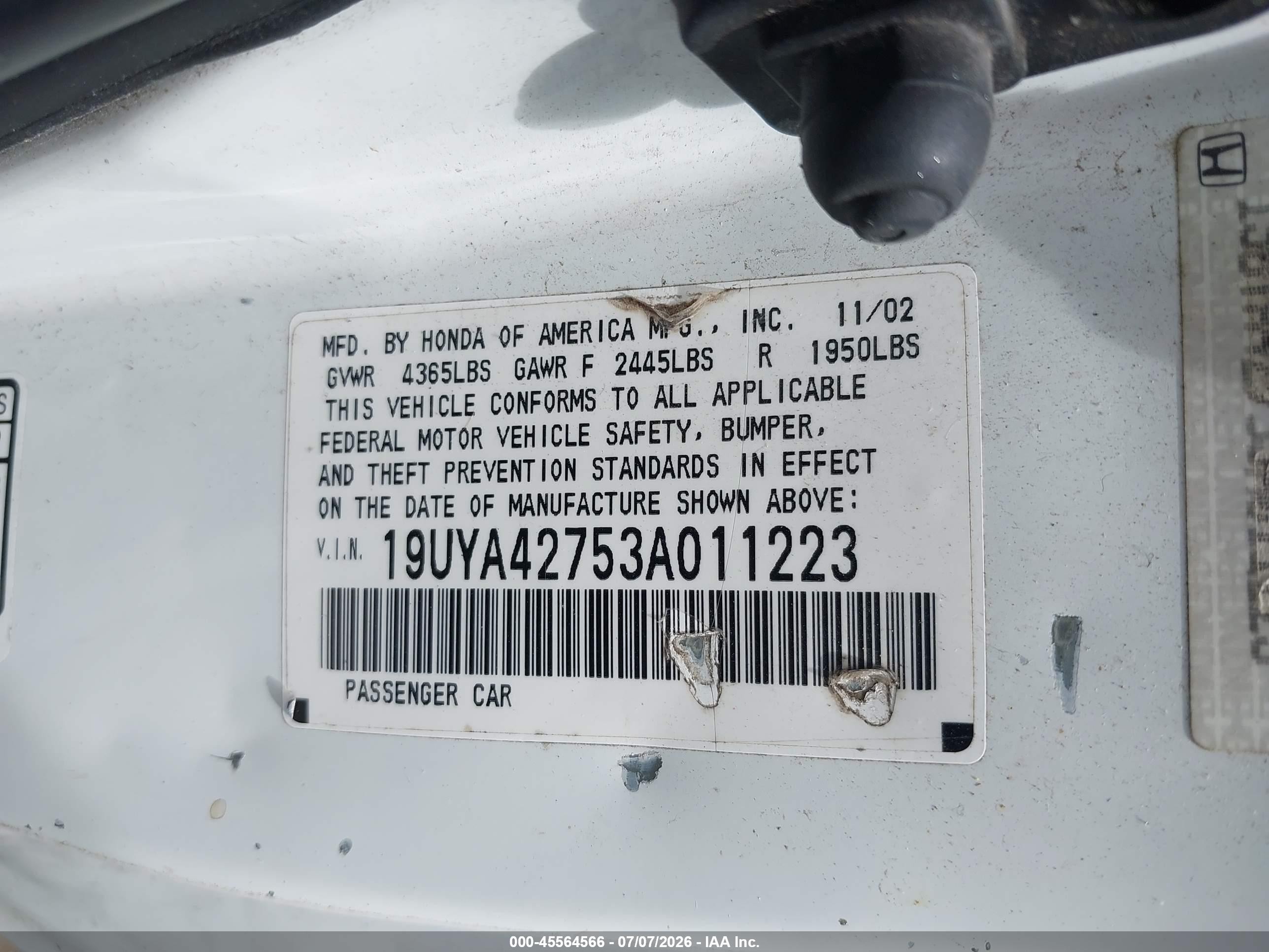 2003 Acura Cl 3.2 Type S White vin: 19UYA42753A011223
