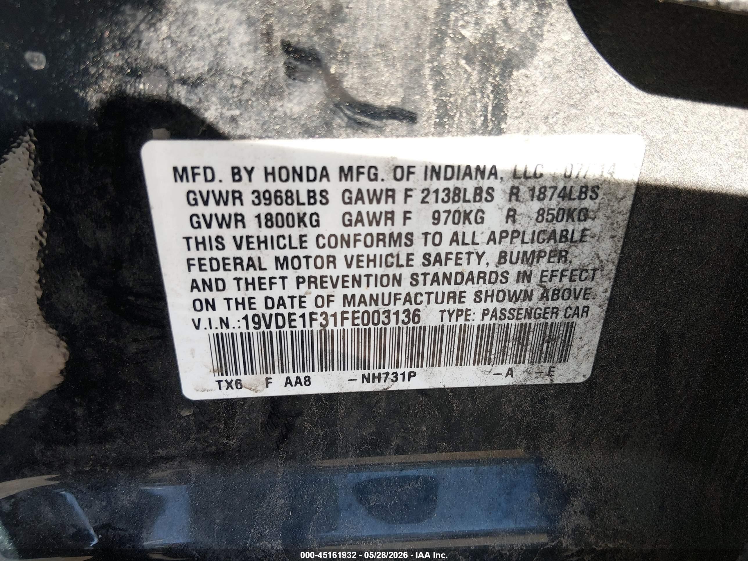 2015 Acura Ilx 2.0l Black vin: 19VDE1F31FE003136