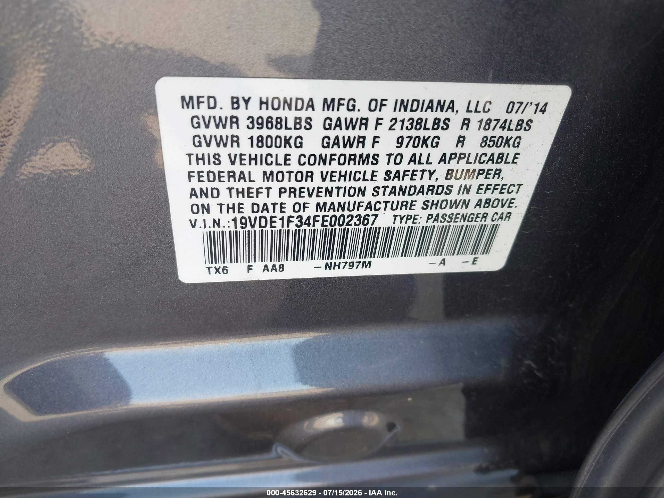 2015 Acura Ilx 2.0l Silver vin: 19VDE1F34FE002367
