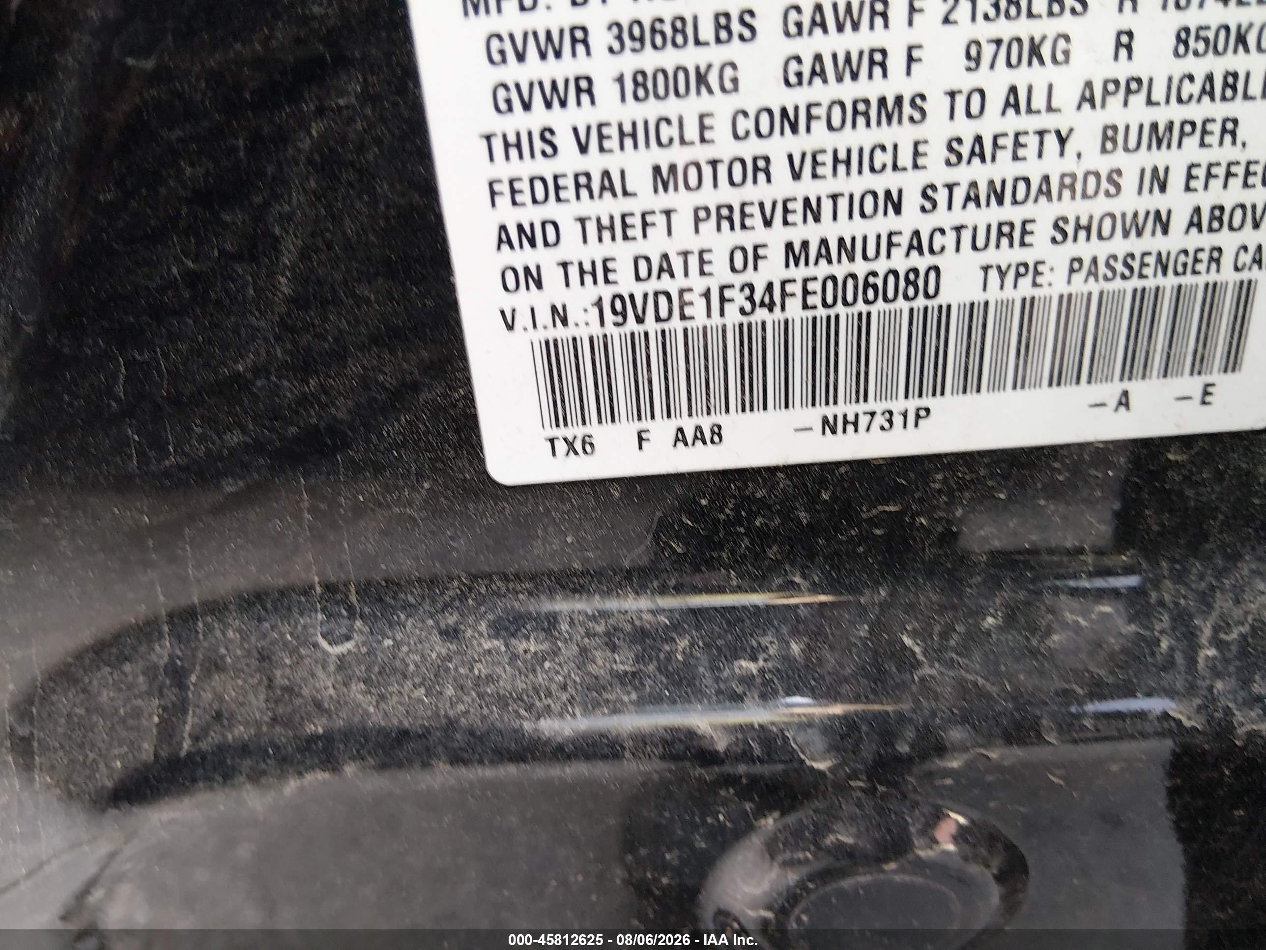 2015 Acura Ilx 2.0l Black vin: 19VDE1F34FE006080