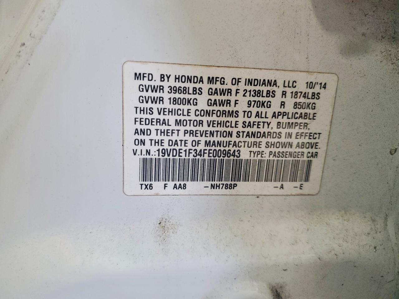 2015 Acura Ilx 20 White vin: 19VDE1F34FE009643
