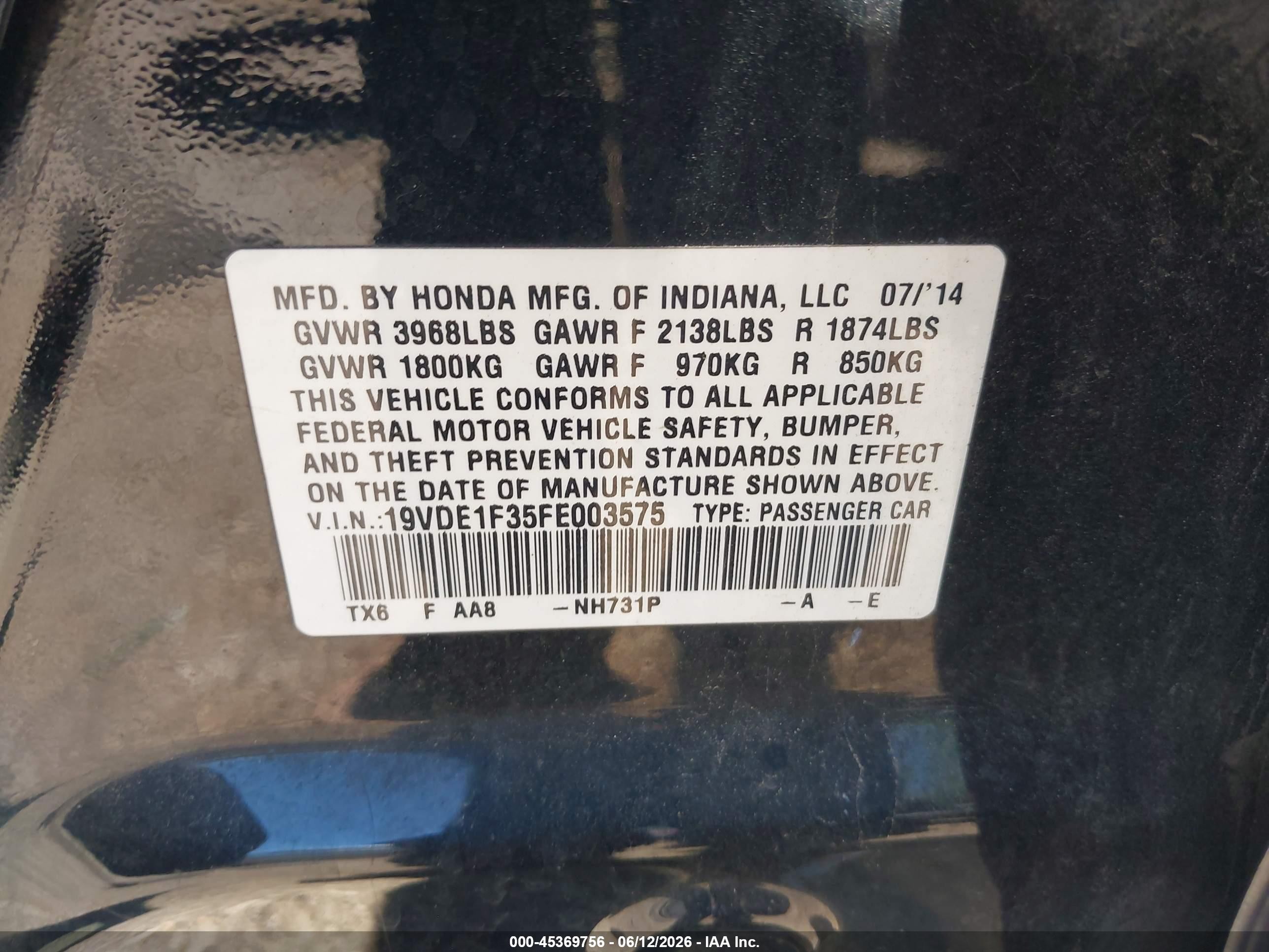 2015 Acura Ilx 2.0l Black vin: 19VDE1F35FE003575