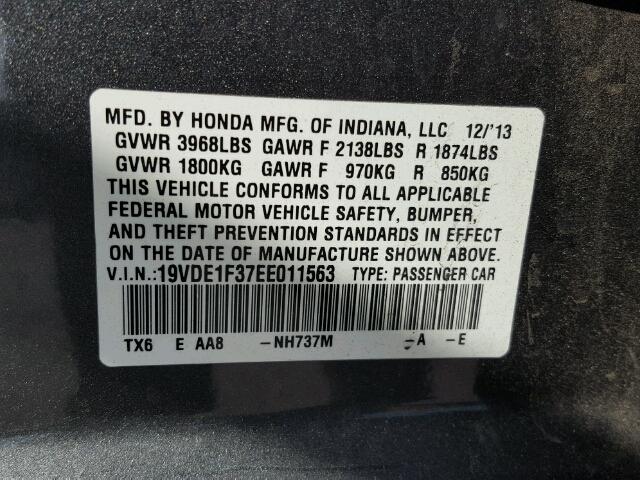 2014 Acura Ilx 20 Gray vin: 19VDE1F37EE011563