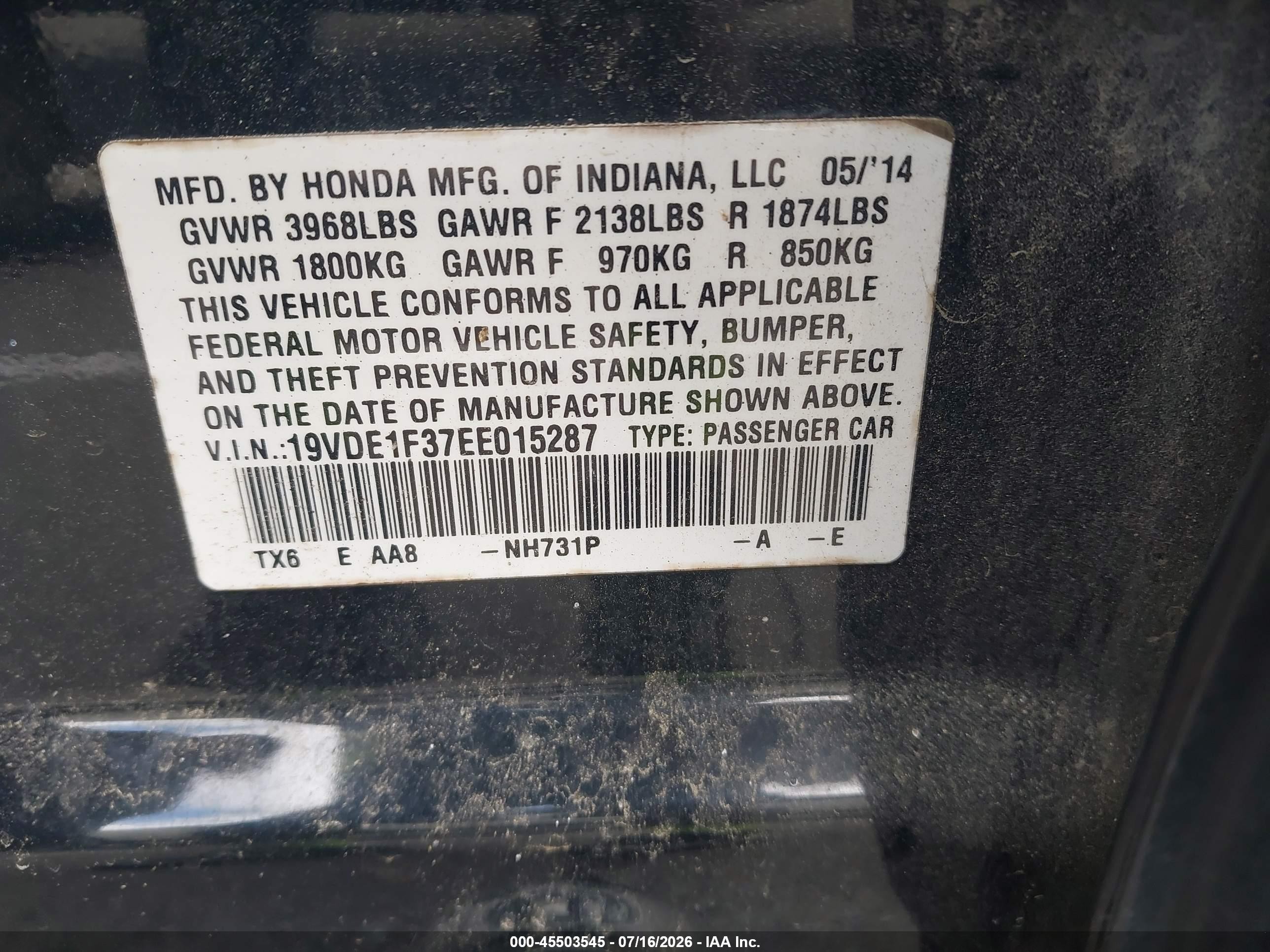 2014 Acura Ilx 2.0l Черный vin: 19VDE1F37EE015287