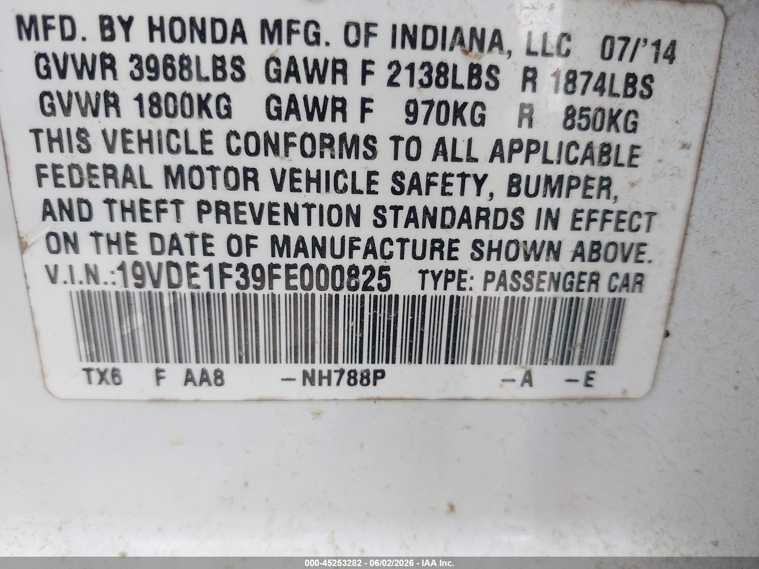 2015 Acura Ilx 2.0l White vin: 19VDE1F39FE000825