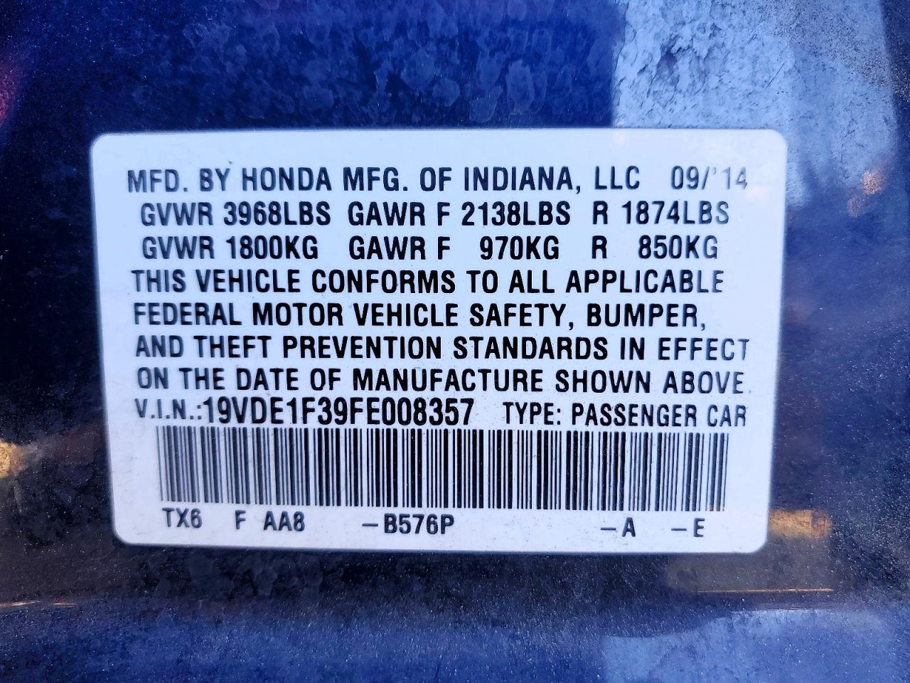 2015 Acura Ilx 20 Blue vin: 19VDE1F39FE008357